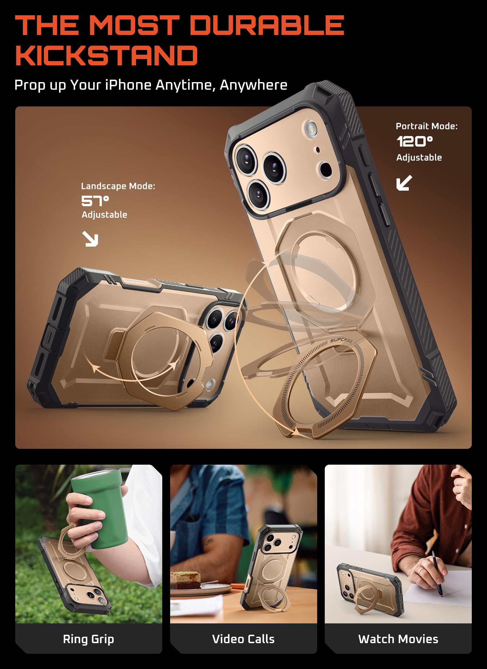 Supcase For Iphone 17 Pro Case With Tempered Glass Screen Protector (Ubgrip Pro), [Camera Control Cover] [Compatible With Magsaf