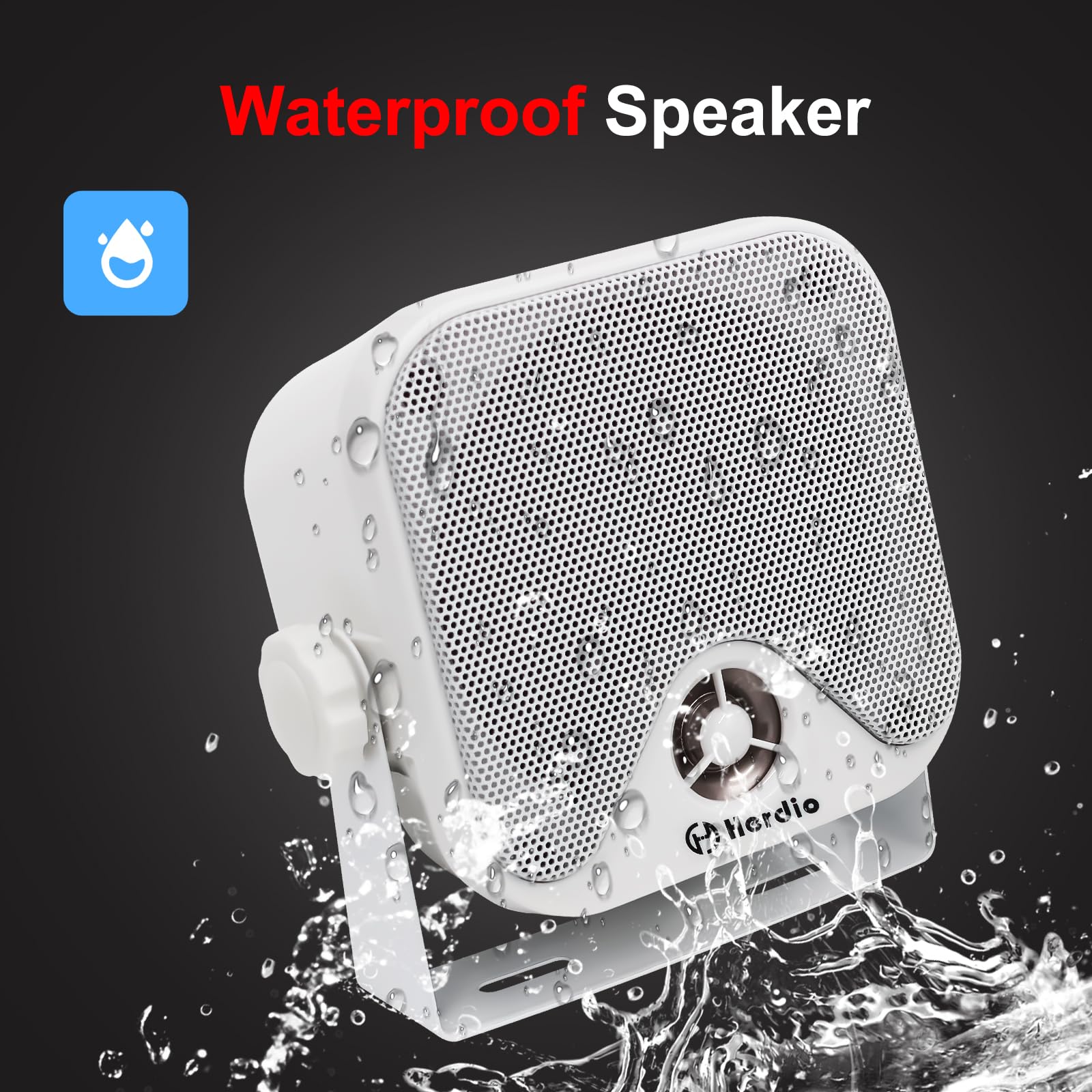 Herdio 4 Inches Heavy Duty Waterproof Boat Marine Box Outdoor Speakers Surface Mounted For Skid Steer Atv Utv Rzr Rv Golf Cart T