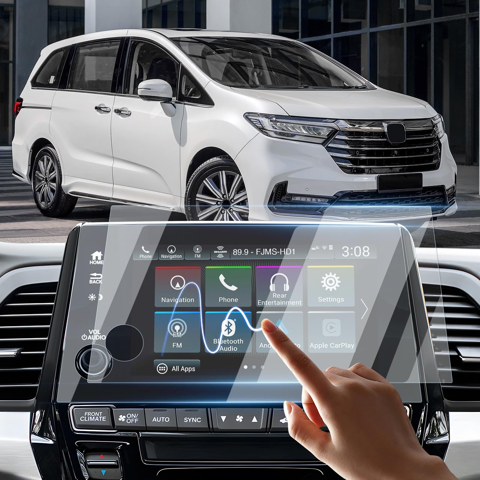 Sunsdrew 2Pcs Odyssey Screen Protector For 2018 2023 2024 Honda Odyssey(Ex/Ex L/Sport/Touring/Elite),8 Inch Touch Screen Radio Display Protector 9H Tempered Glass Protective Film Anti Glare