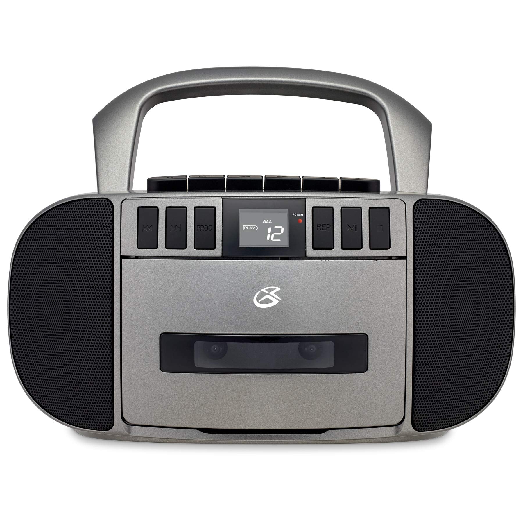 Gpx Bca209S Portable Am/Fm Boombox With Cd And Cassette Player, Silver/Gray