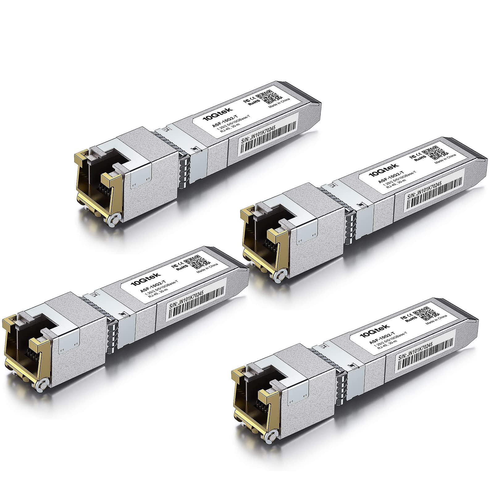 10Gtek 1.25/2.5/5/10G T Sfp+ To Rj45 Cat.6A Copper Transceiver, Auto Negotiation Sfp+ Ethernet Module, Up To 30 Meter, For Cisco