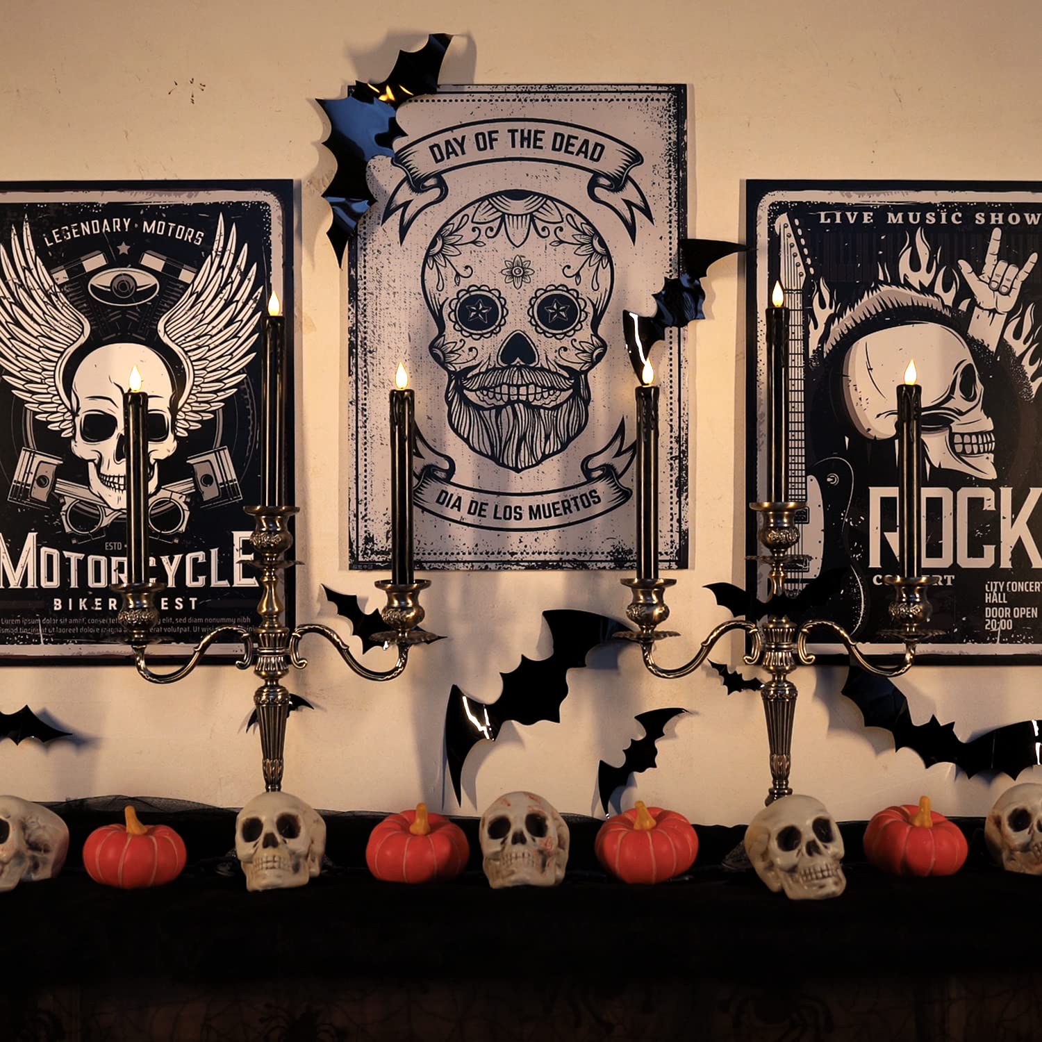 Homemory Black Flameless Taper Candles With Remote And Timer, Real Wax Led Taper Candles Battery Operated, Flickering Candle Sti