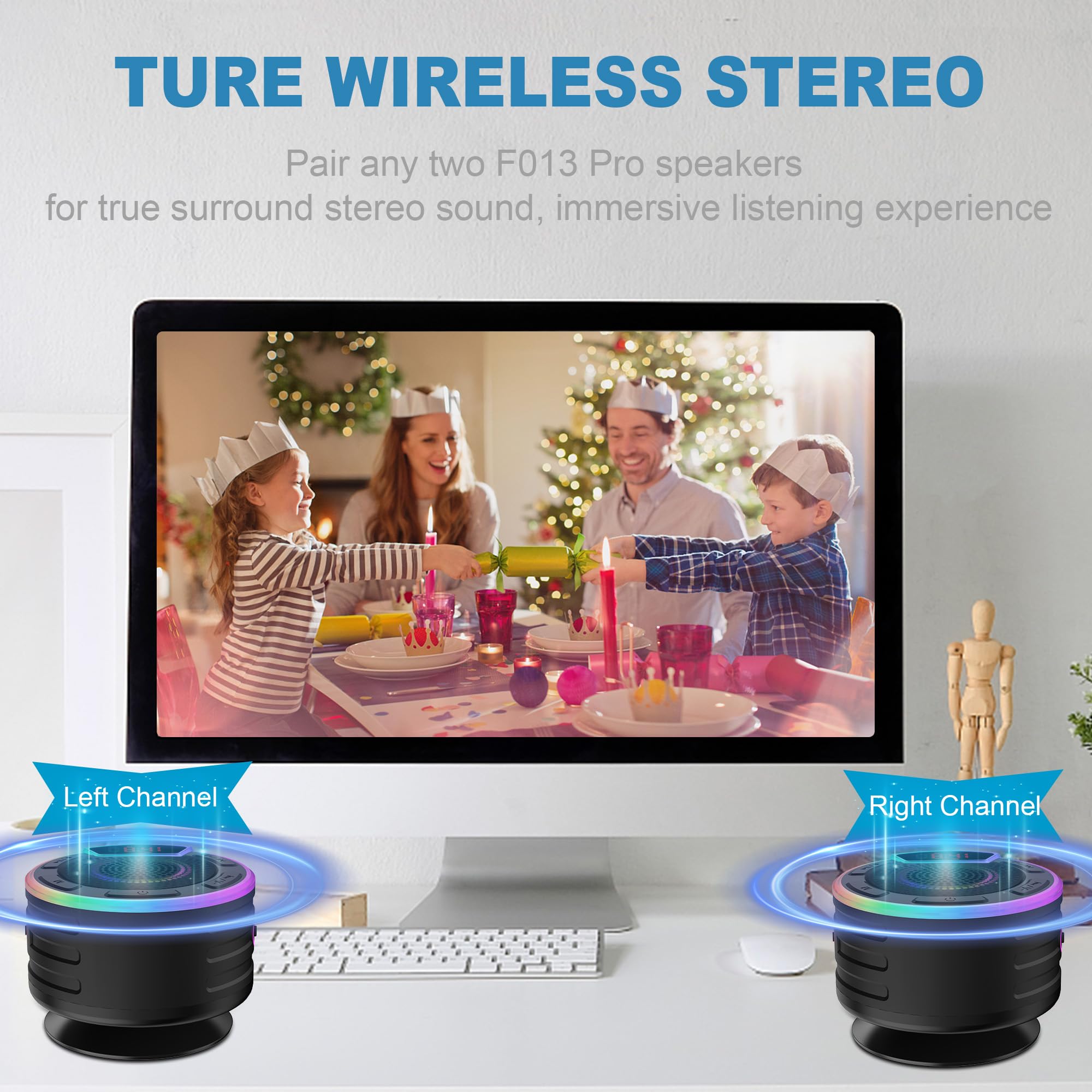 Basspal Bluetooth Speakers, Ipx7 Waterproof Shower Speaker, Portable Speaker With Led Display, Fm Radio, Suction Cup, Light Show, Built In Mic, Best Gifts For Pool Beach Home Party Travel Outdoors