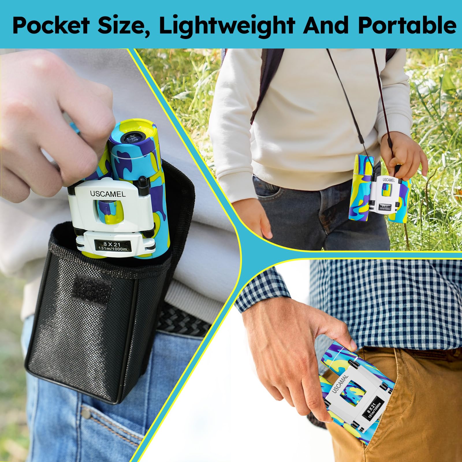 Uscamel Binoculars, Compact Binoculars For Kids And Adults, 8  21 Binoculars   Ideal For Bird Watching, Travel, And Hunting   En