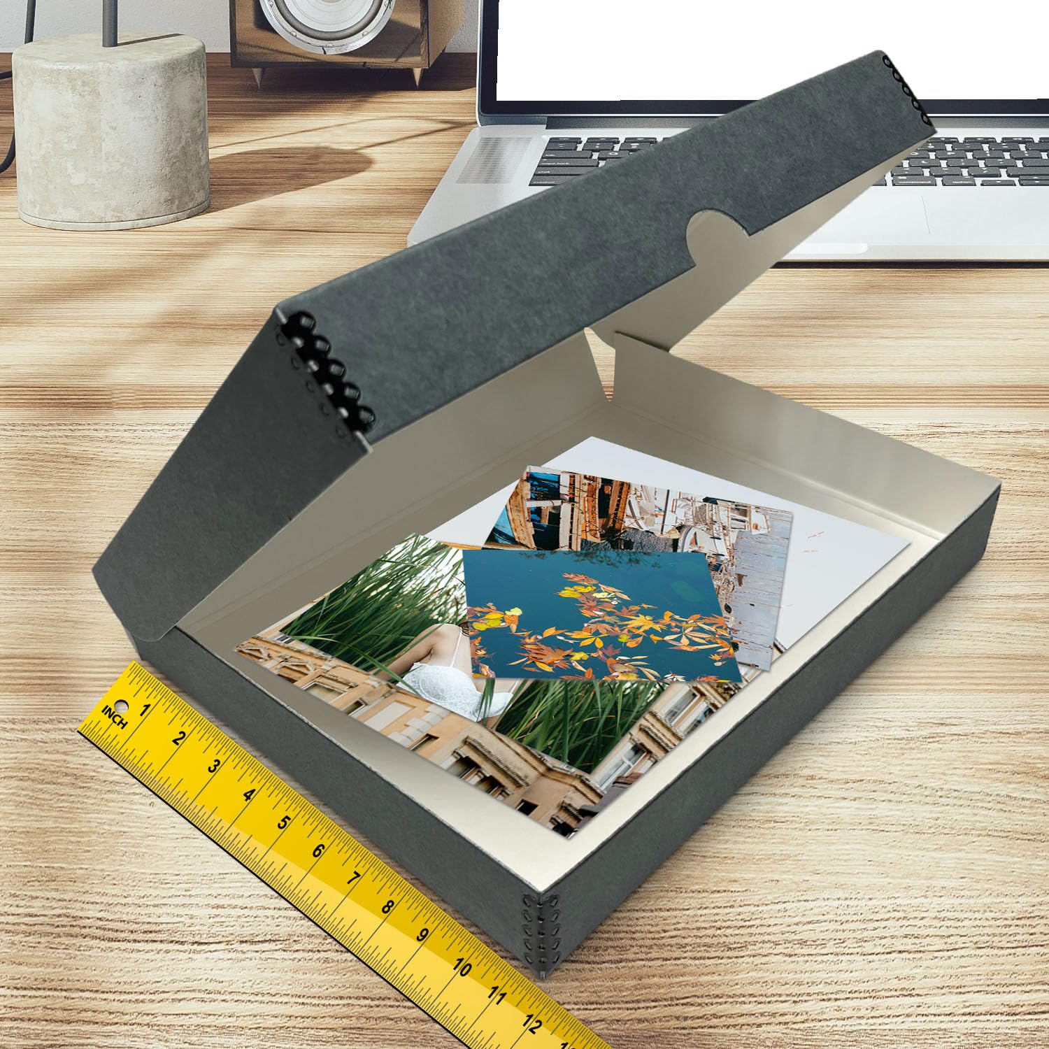 Golden State Art, Archival Folio Storage Box 11X17, Clamshell Design With Metal Edge, Preserve And Store Photos Documents Cards Prints Arts And Crafts Diy, Gray