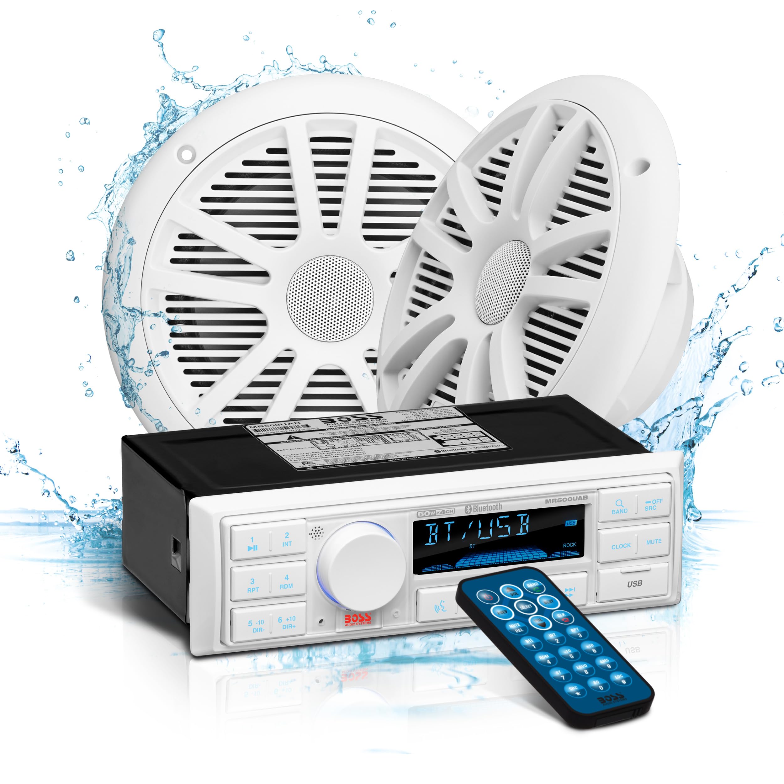 Boss Audio Mck500Wb.6 Kit W/Mr500Uab, 2 Mr6W Speakers, Mrant10 Antenna, &Amp; White Remote,WBEEAB092RJKJ3C