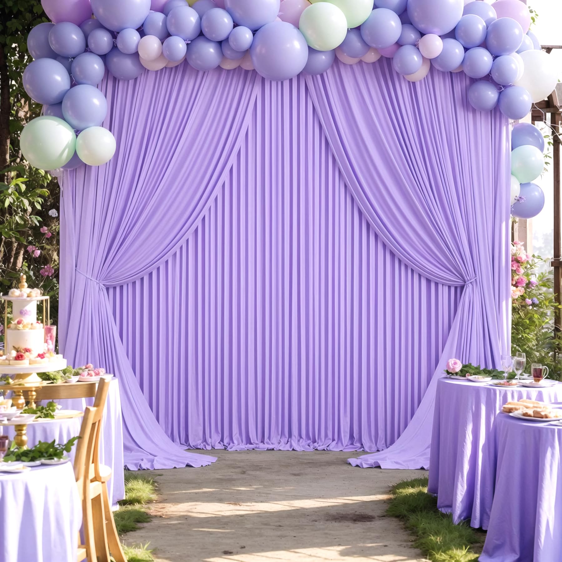 10Ft X 10Ft Lavender Backdrop Curtains Panels For Parties Wrinkle Free Fabric Purple Backdrop Drapes Decorations Cloth For Baby