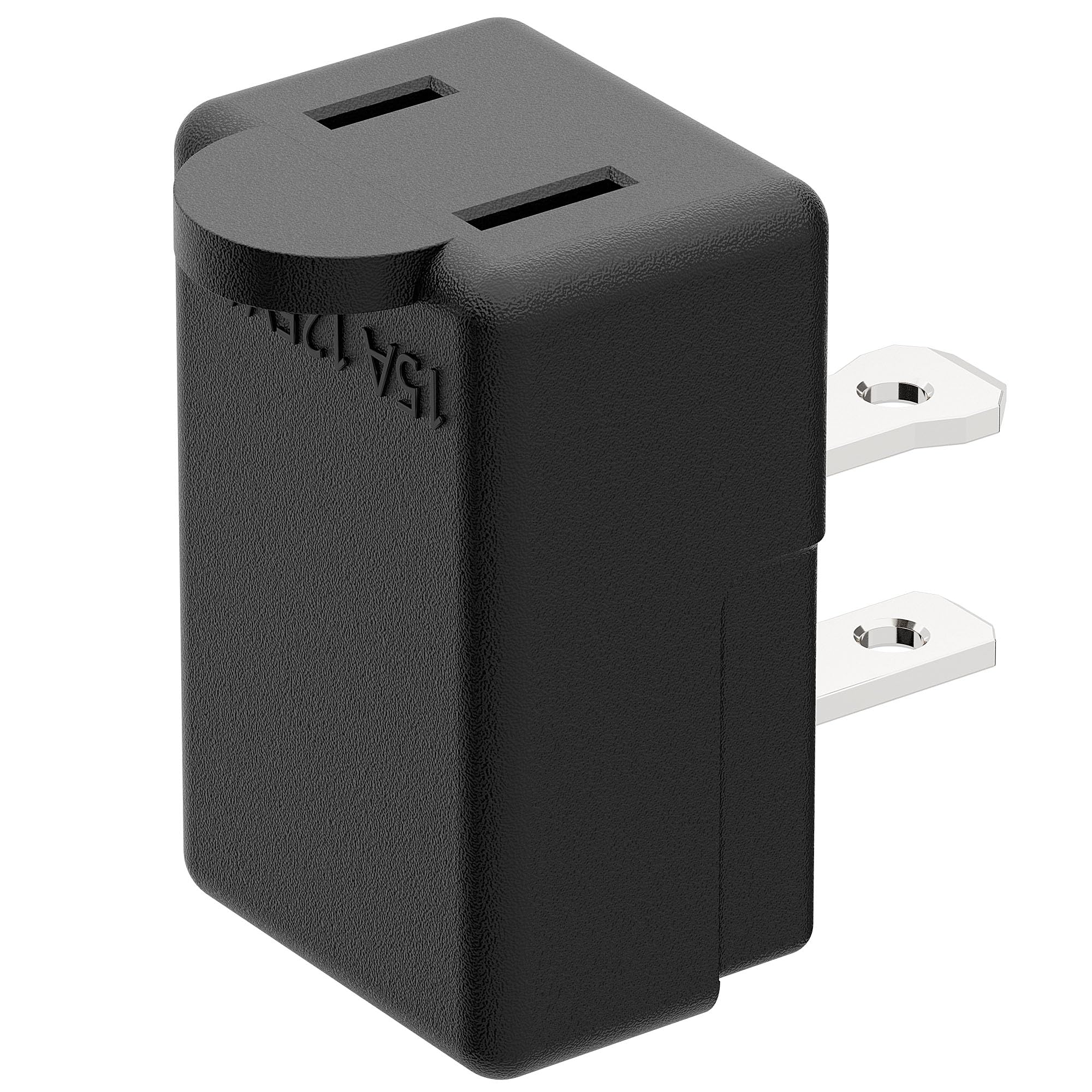 Right Angle Adapter,2 Prong 90 Degree Leftward Angled Ac Adapter, Polarized 2 Prong L Type Adapter, Vertical Right Angled Down A