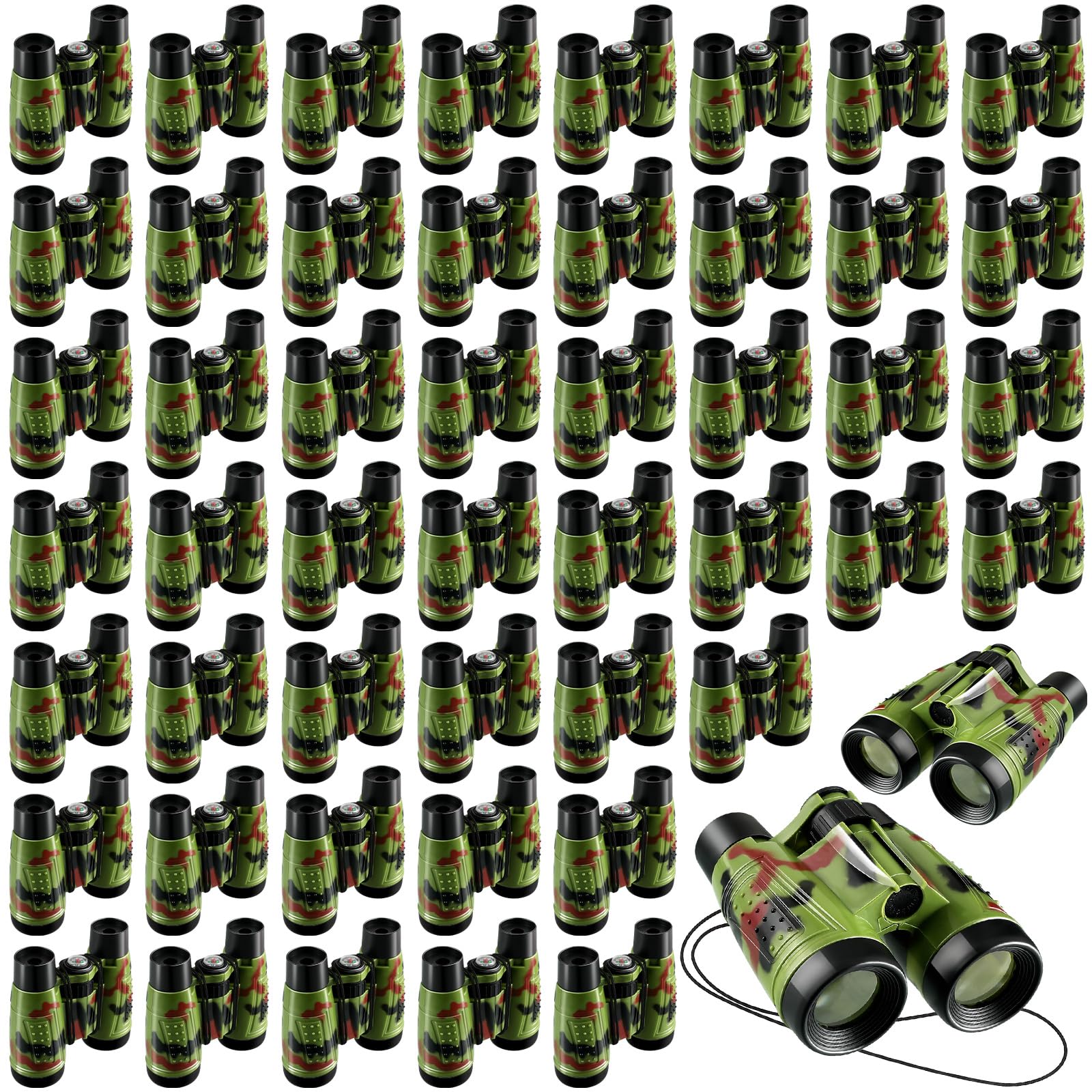 Jiuguva 50 Pack Binoculars Small Compact Binoculars with Neck Strap Camping Party Favors Nature Exploration Toys for Bird Watchi