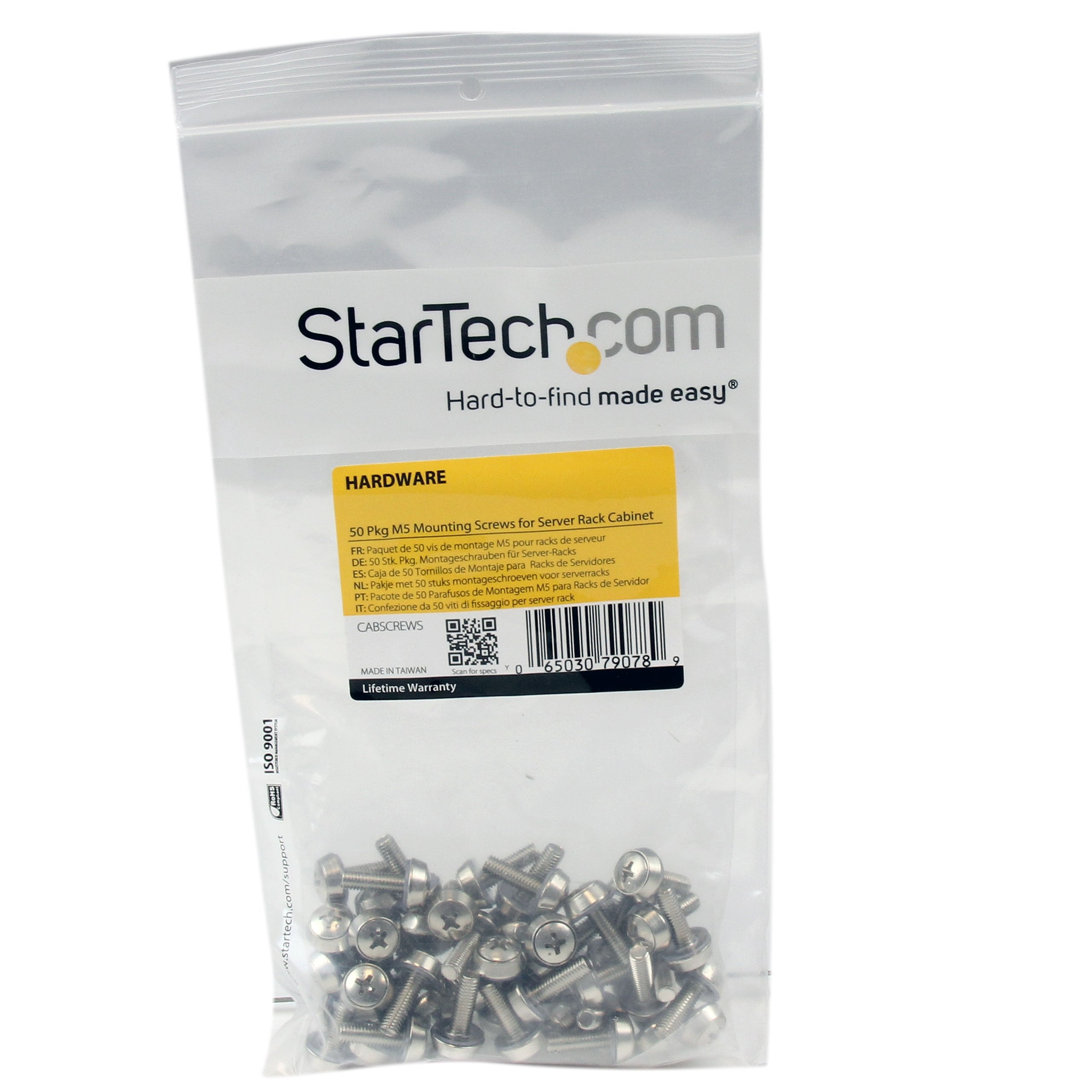 Startech.Com M5 Mounting Screws For Server Racks And Cabinets   50 Pack   Screw Kit (Pack Of 50)   Cabscrews
