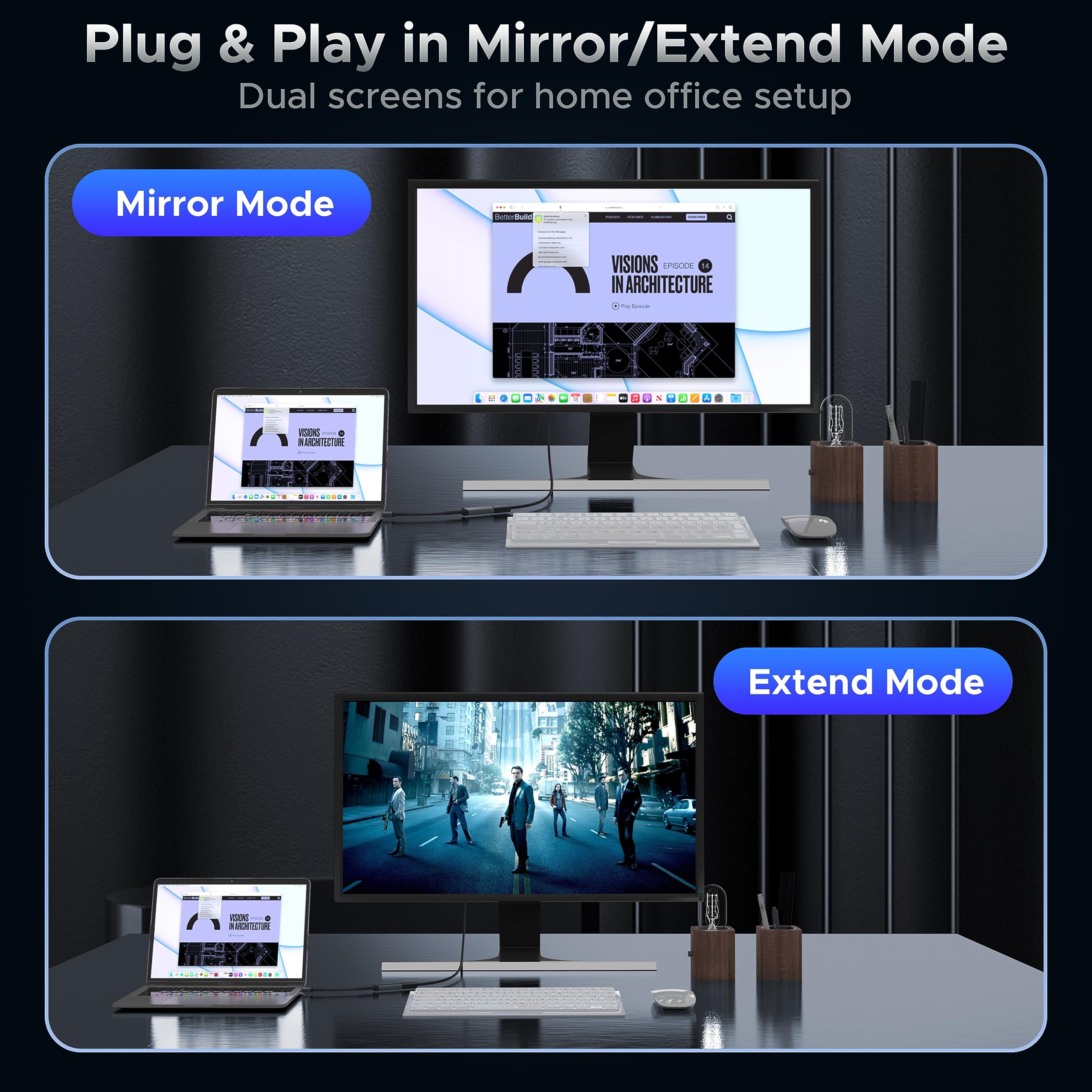 Warrky 4K Mini Displayport To Hdmi Adapter, [Uhd, Gold Plated Plug, Aluminum Case, Super Slim] Thunderbolt To Hdmi Converter Compatible For Macbook Air/Pro, Surface Pro/Dock, Monitor/Projector