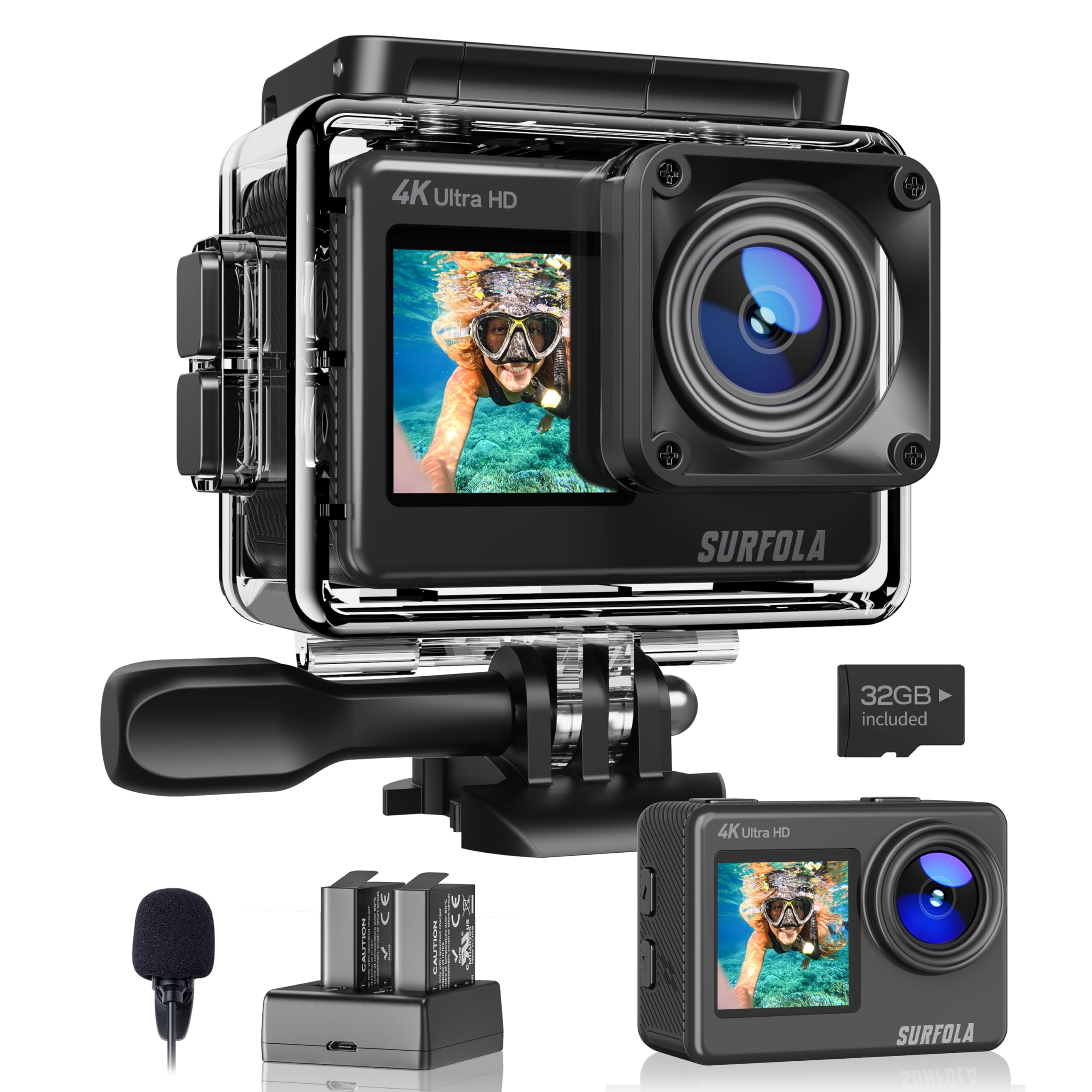 Waterproof Action Camera 4K Ultra Hd 60Fps 24Mp 40M Underwater Helmet Vlog Wifi Camera,8X Zoom Touch Dual Screen Eis Stabilizati
