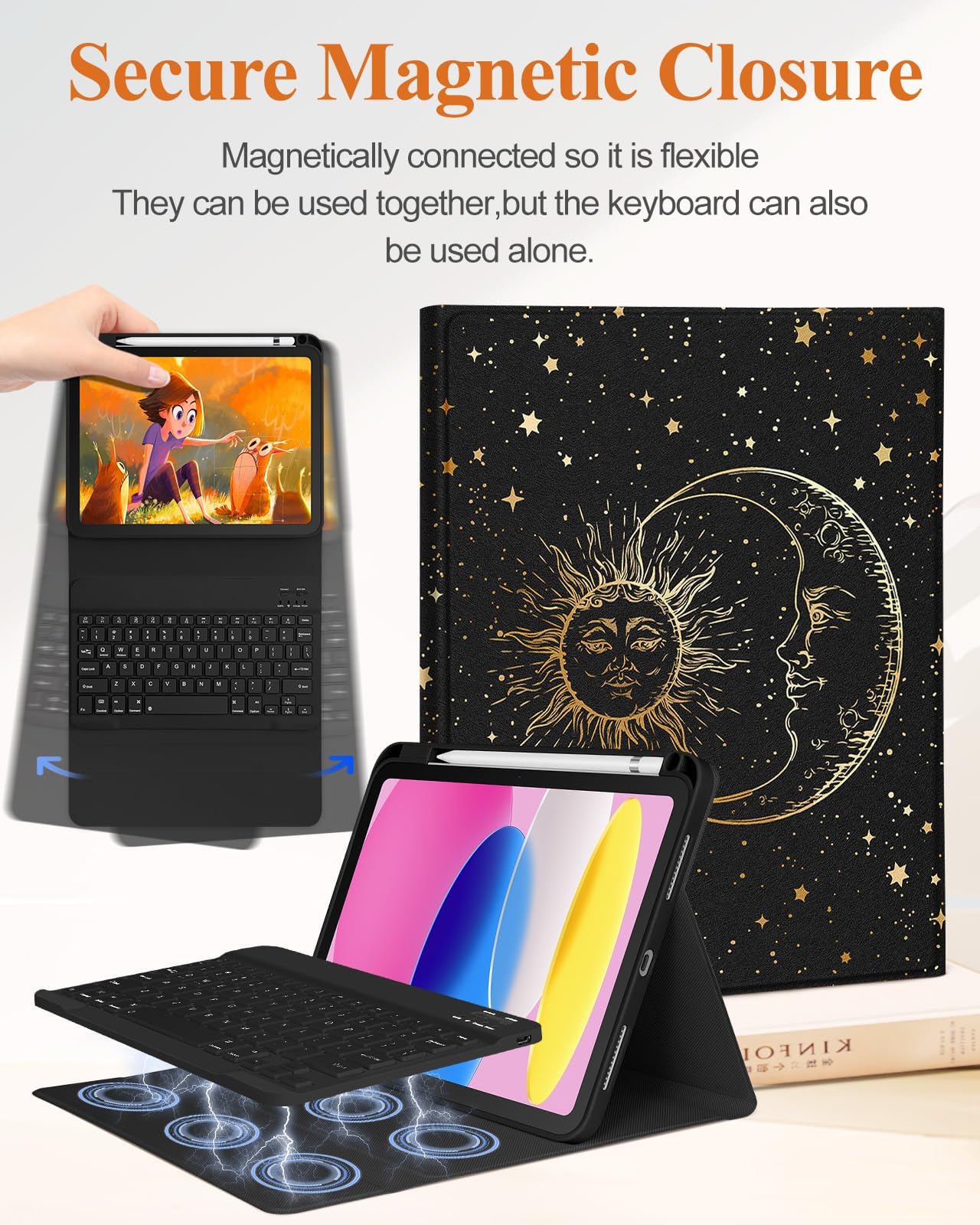 Wazzasoft For Ipad 10Th Generation Case With Keyboard - For Ipad A16 Cases Pencil Holder 10.9 Inch Cover Women Girls Cute Girly