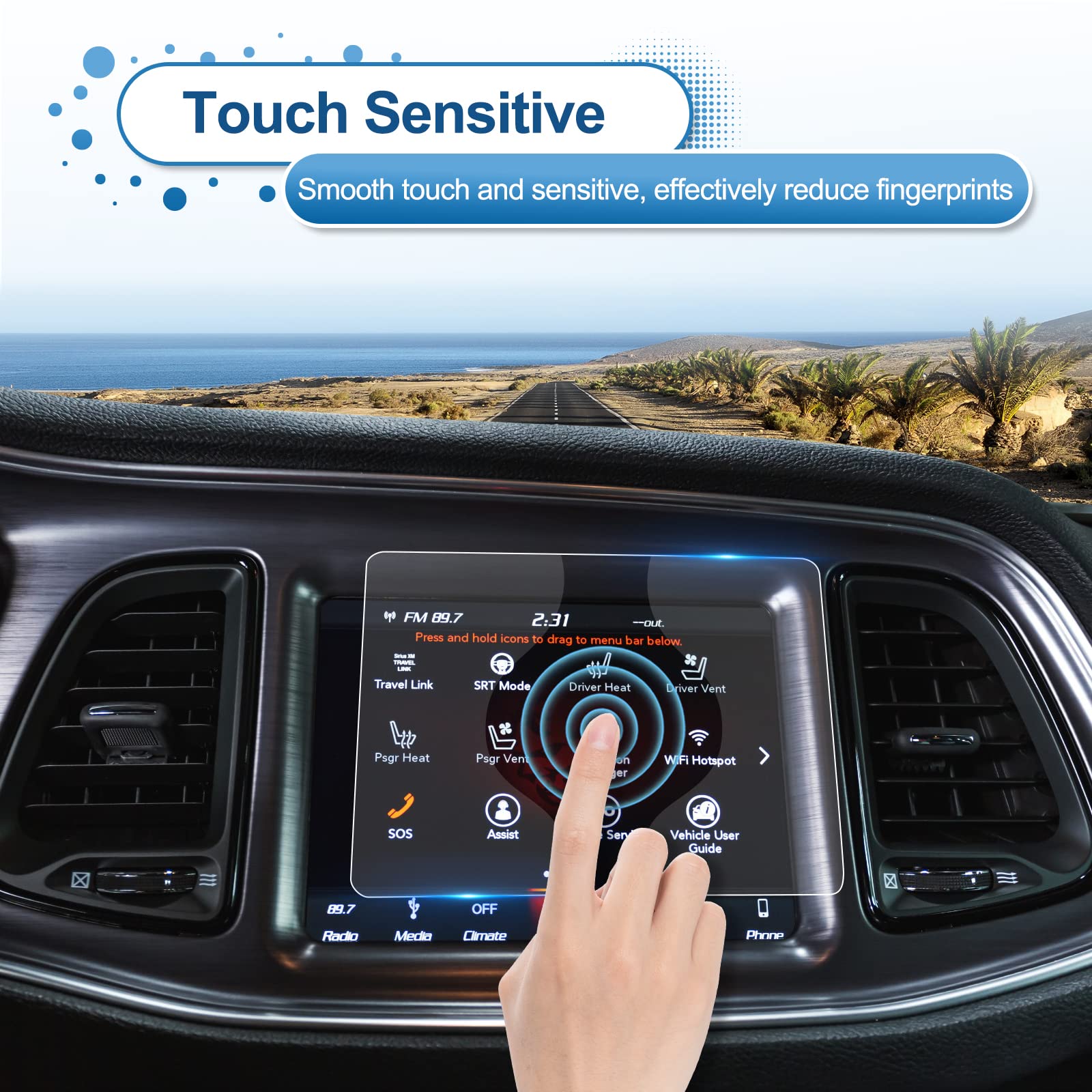 Coleya 2021 2022 2023 Challenger Screen Protector For Dodge Challenger (R/T Scat Pack, Srt Hellcat, Srt Super Stock, Sxt, Gt, R/