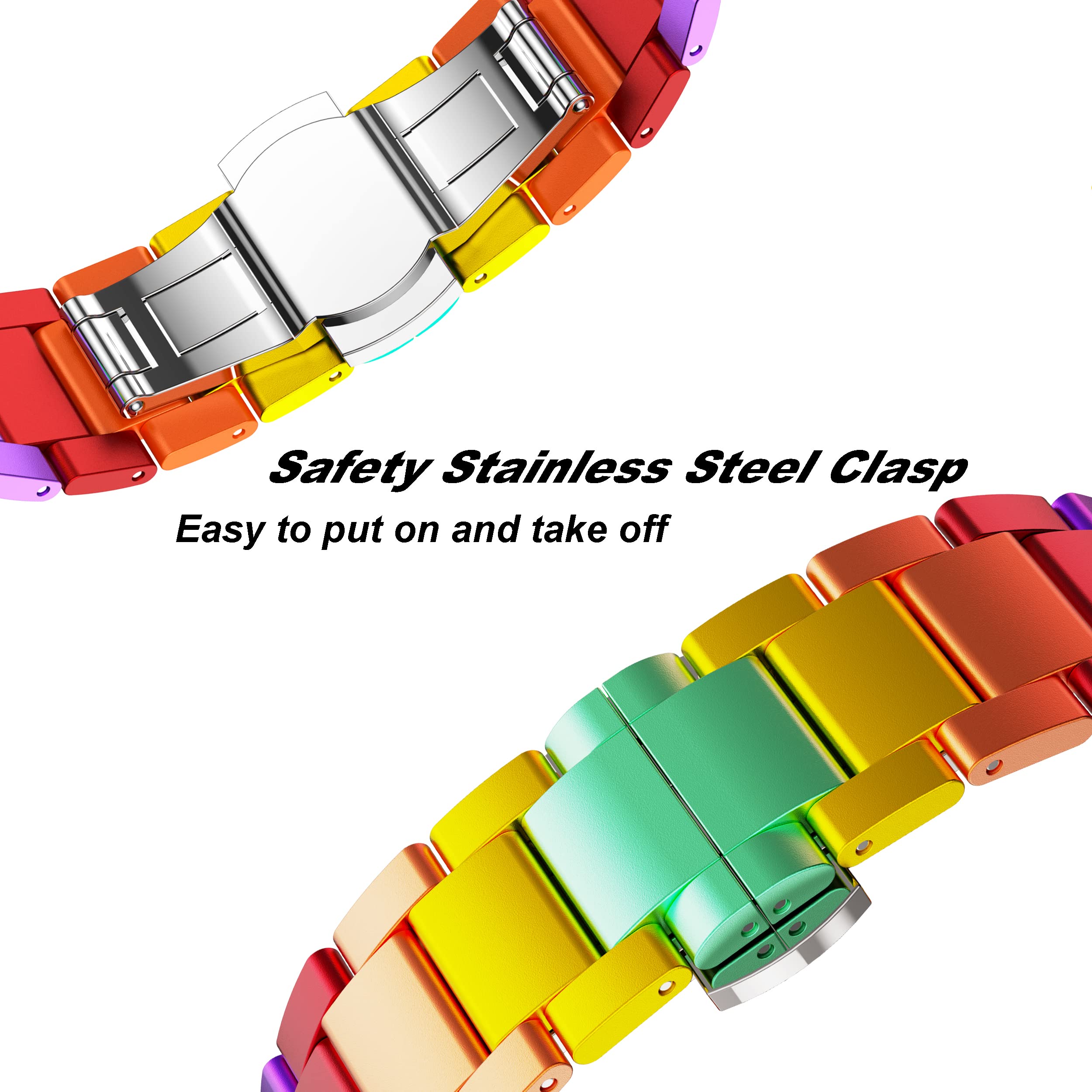 Gelishi Colorful Band Compatible With Apple Watch Band 49Mm 45Mm 44Mm 42Mm Women Men, Ultra Thin Aluminum Metal Band Replacement