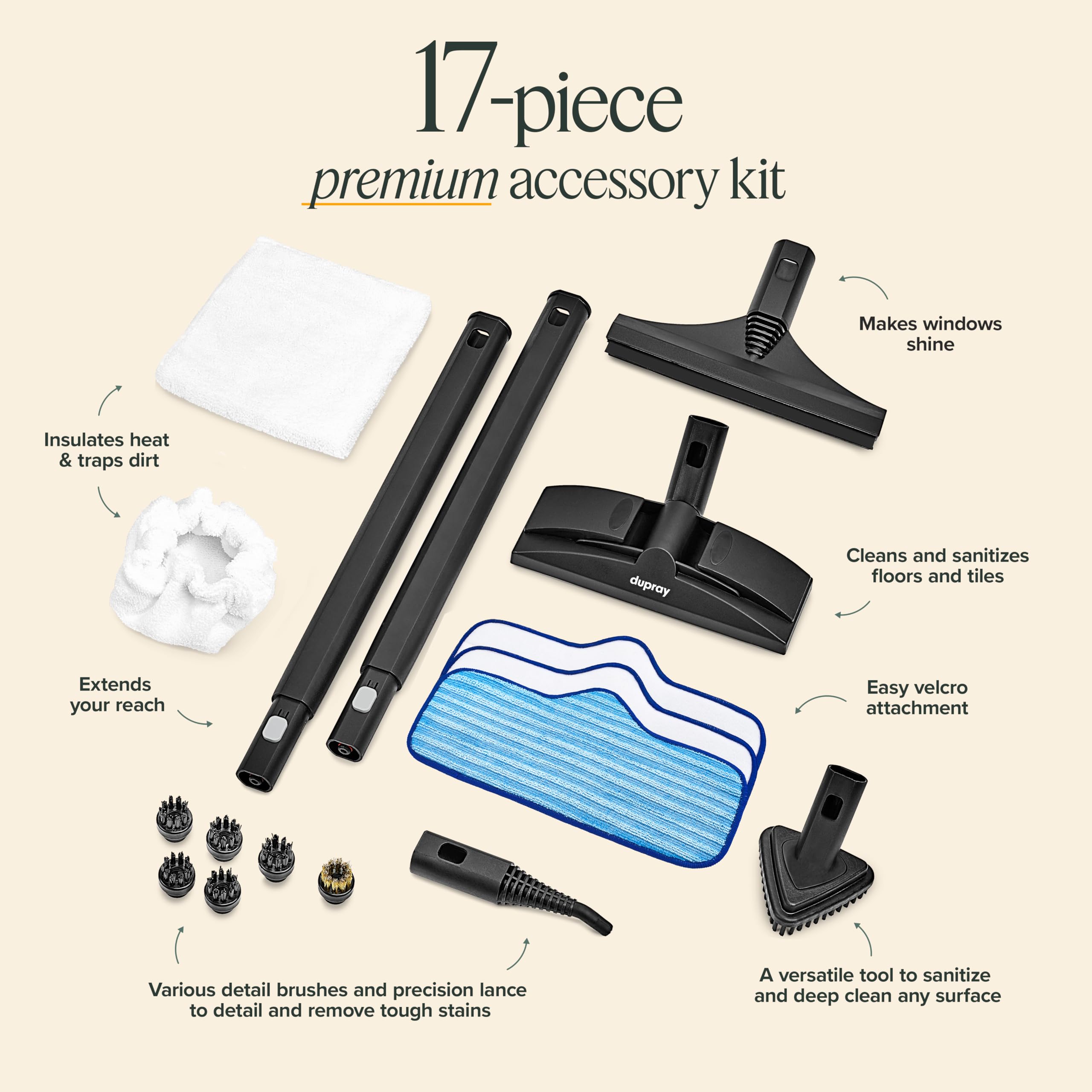 Dupray Neat Plus Steam Cleaner   Powerful Multi Purpose Steamer For Deep Cleaning Floors, Upholstery, Grout, And More