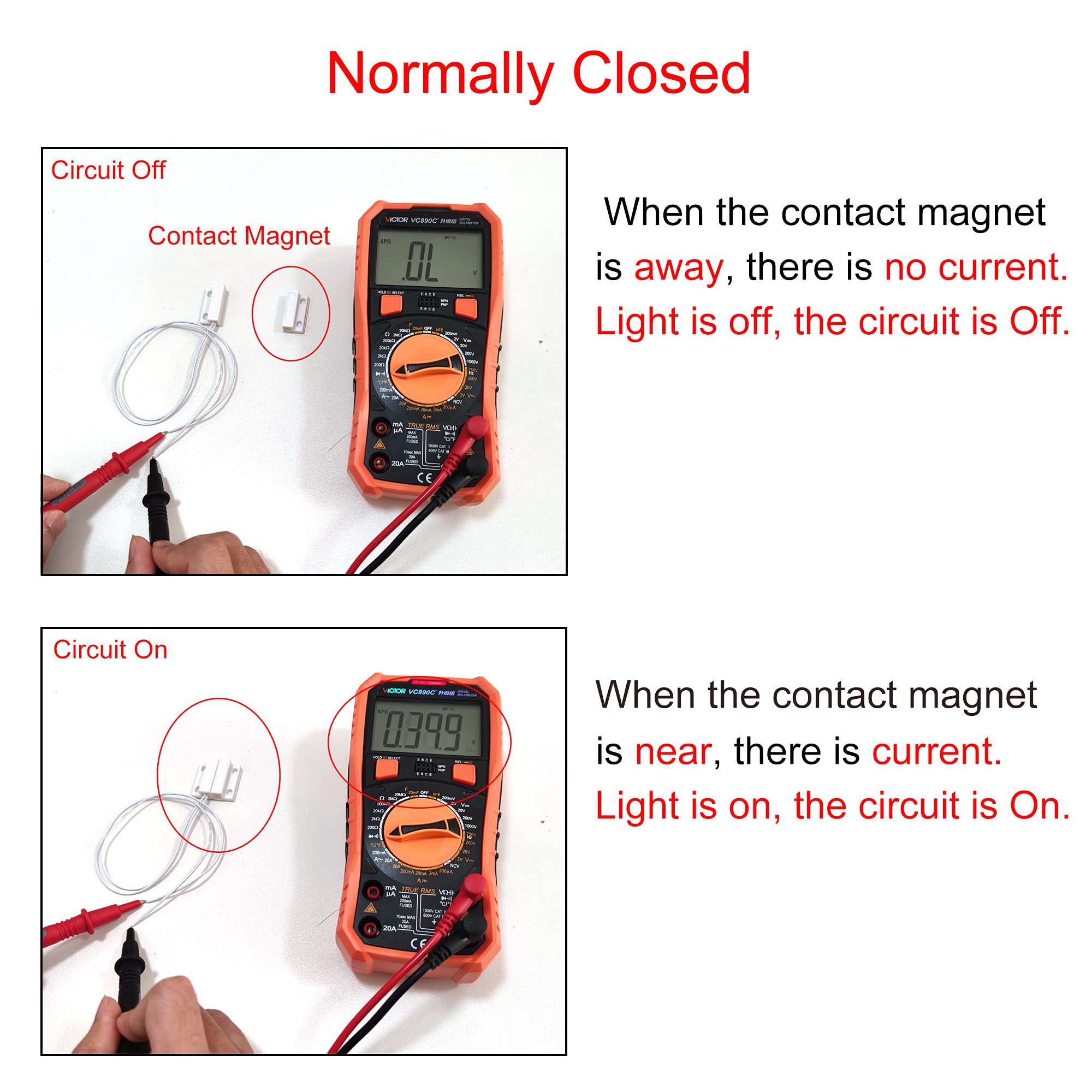 Victorshome Magnetic Reed Switch Nc Surface Mount Wired Door Window Contact Sensor With Adhesive Paper For Home Security And Bur