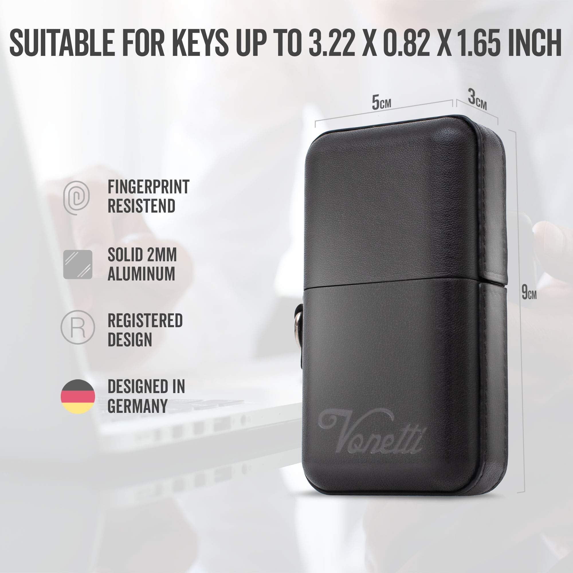 Vonetti Alpha Shield Elegante   Premium Rfid Signal Blocker Box   Smart Car Key Faraday Signal Protector, Keyless Go Rfid Blocki