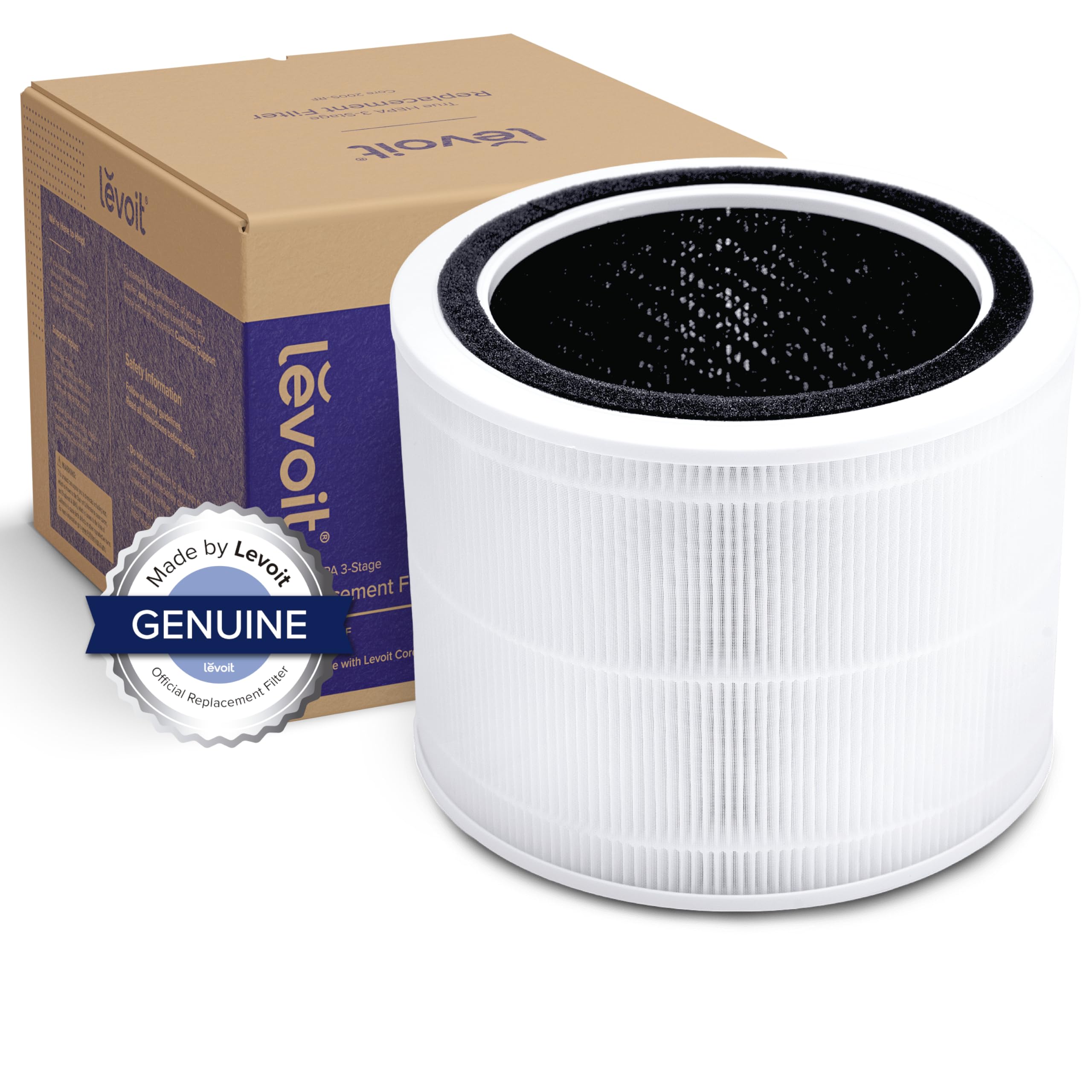 Levoit Core 200S Air Purifier Replacement Filter, 3 In 1 Filter, High Efficiency Activated Carbon, Core 200S Rf, White
