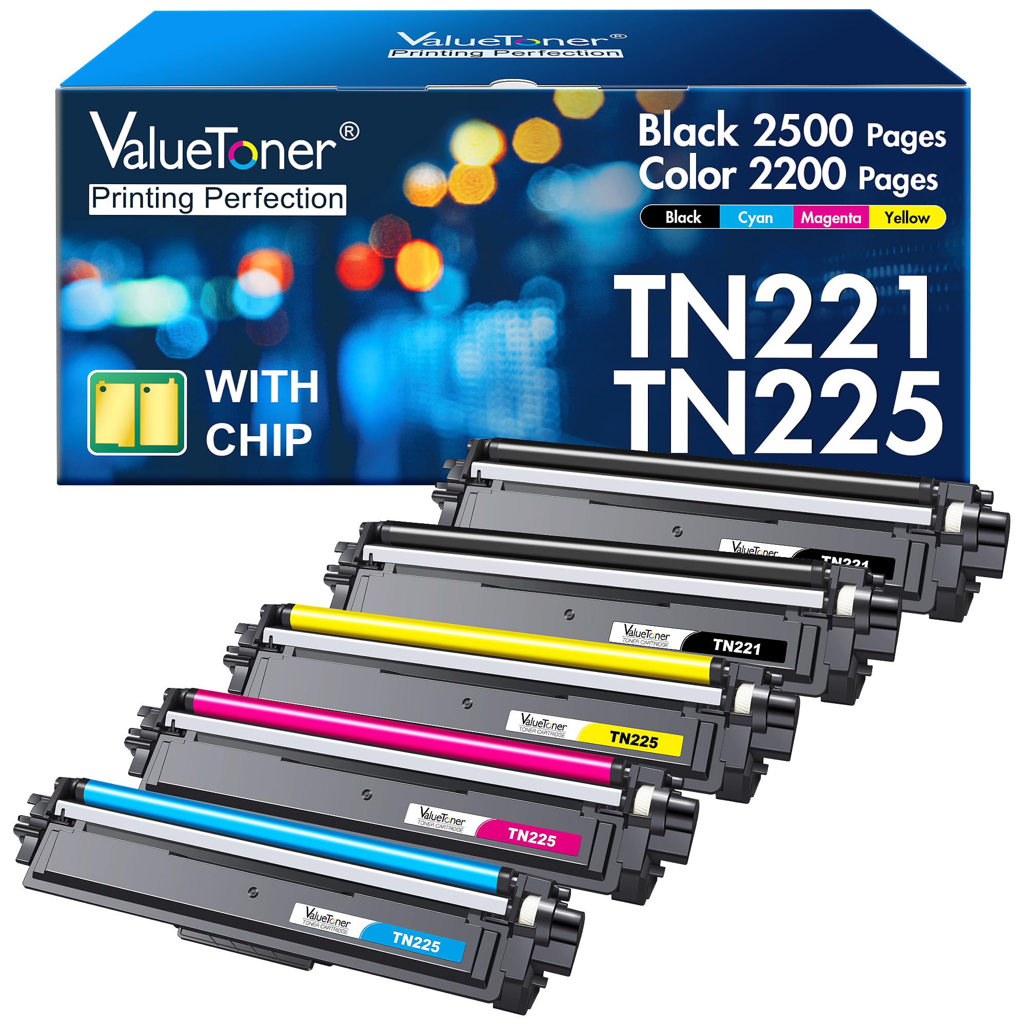 Valuetoner Compatible Toner For Brother Tn221 Tn225 Toner Cartridges Tn 221 Tn 225 For Brother Mfc 9130Cw Hl 3170Cdw Hl 3140Cw M
