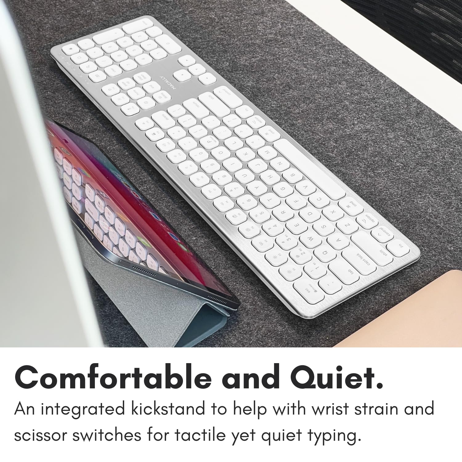 Macally Premium Bluetooth Keyboard For Mac - Compatible Apple Keyboard With Numeric Keypad - Multi Device Wireless Keyboard For