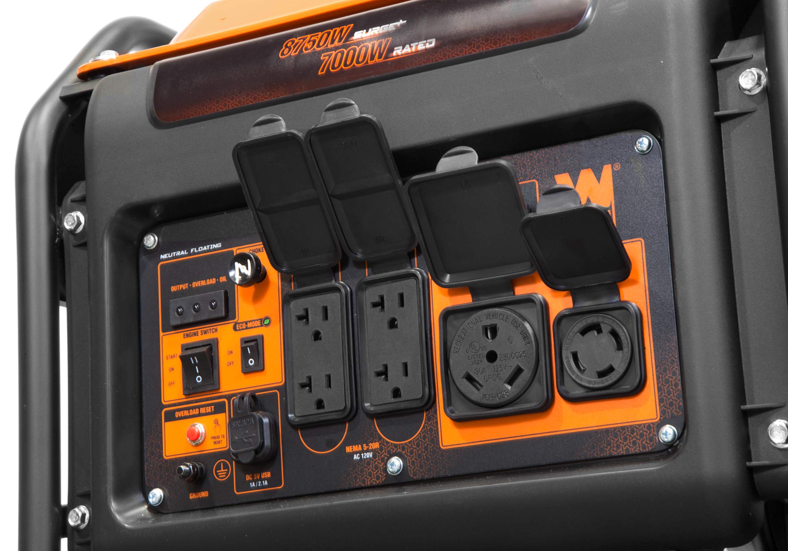 Wen Gn875I Rv/Transfer Switch Ready 8750 Watt Electric Start Open Frame Inverter Generator, Black