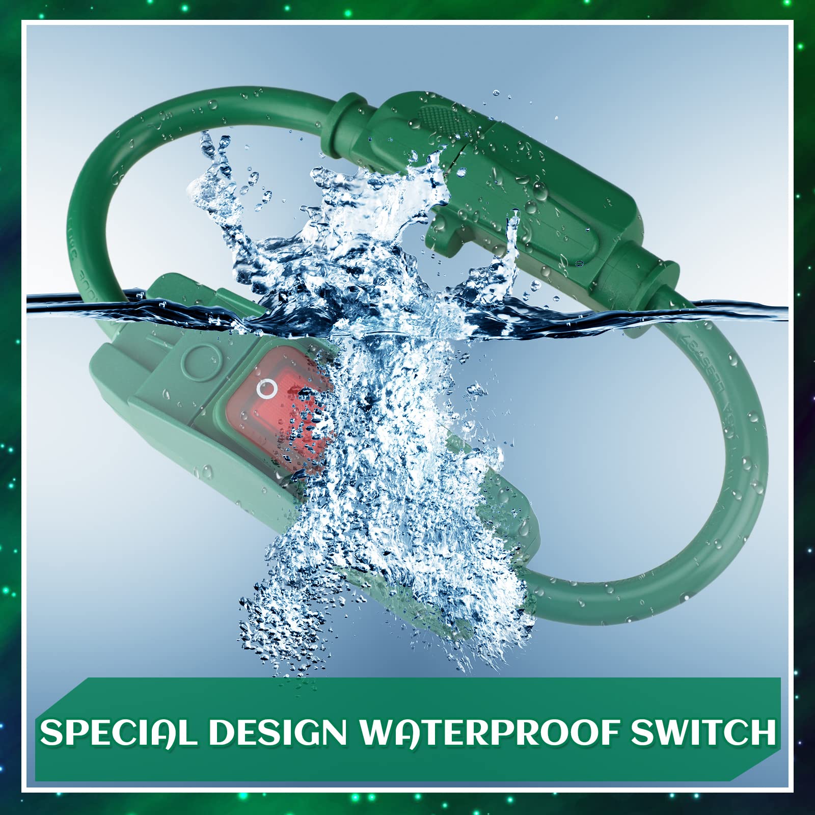 Weewooday 3 Prong Outdoor Extension Cord With Waterproof Switch 1875W Heavy Duty 14/3 Sjt Cable Inline On/Off 15A 125V Grounded