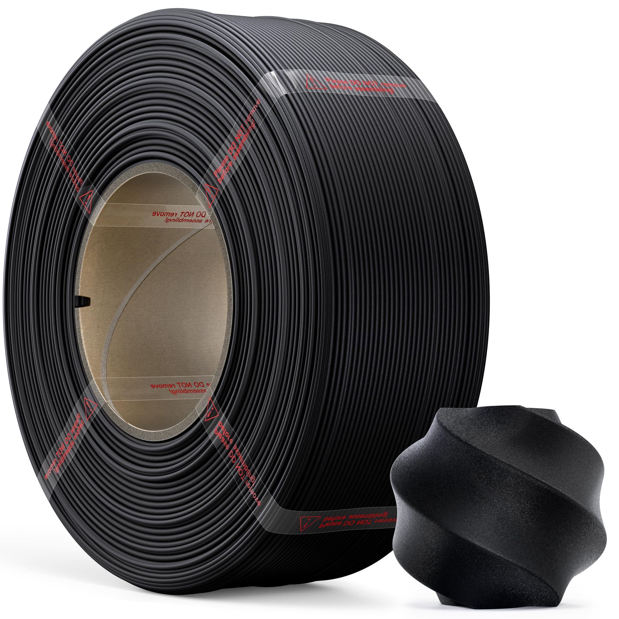 MarsWork Black PLA Matte Refill Filament 1kg (2.2lbs) for Reusable Spools, 1.75mm Spool-Less 3D Printing Filament, Compatible wi
