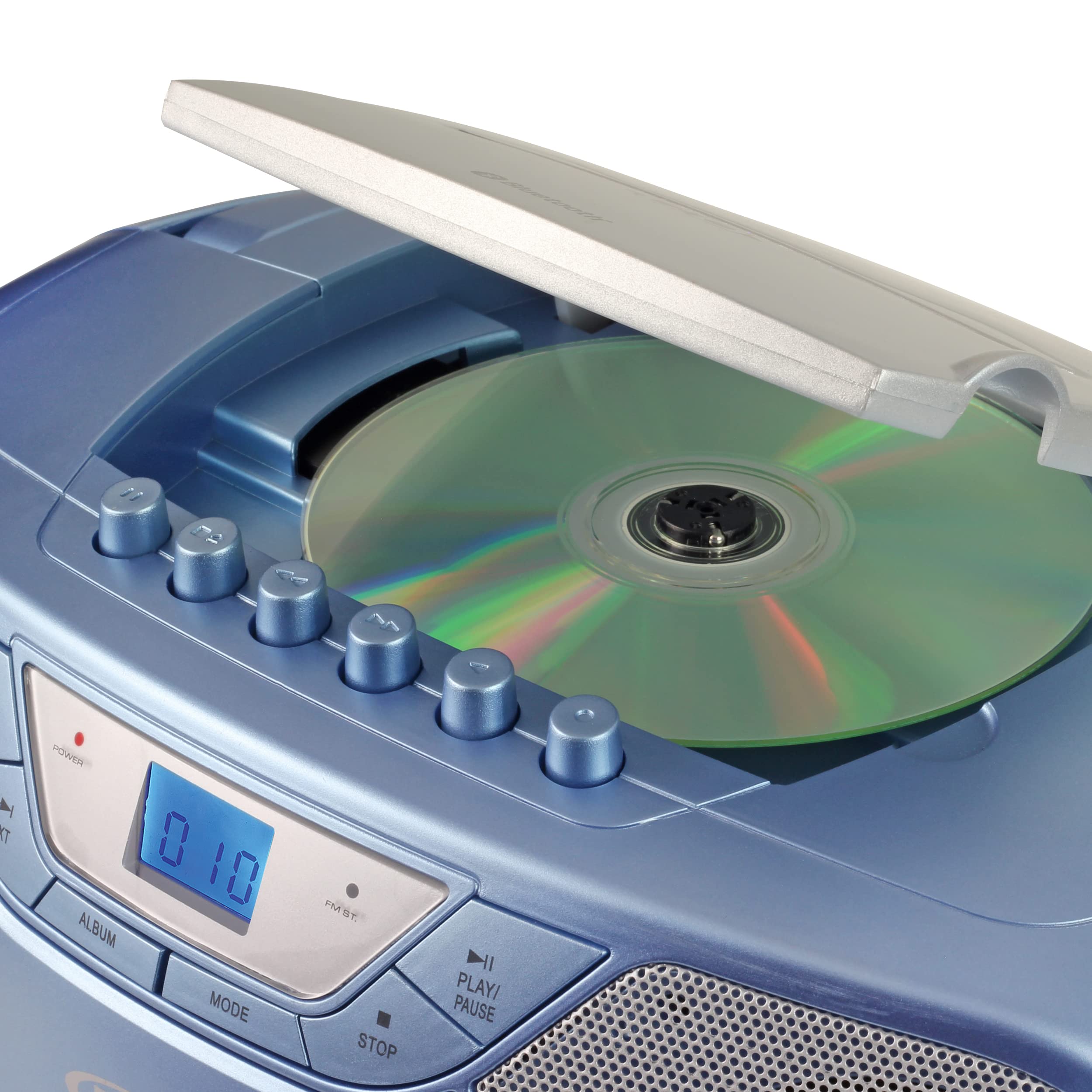 Jensen Cd-590-Bl Cd-590 1-Watt Portable Stereo Cd And Cassette Player/Recorder With Am/Fm Radio And Bluetooth (Blue)