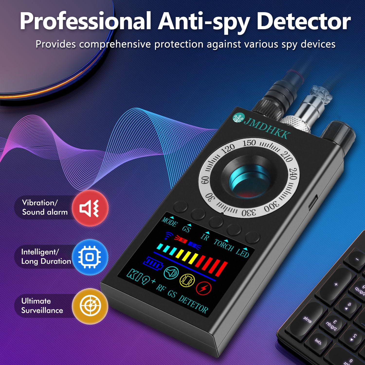 Jdmhkk Hidden Camera Detector Bug Detector,Rf Signals Detetor, Spy Camera Finder For Travelers, Hotel   Personal Privacy Protect