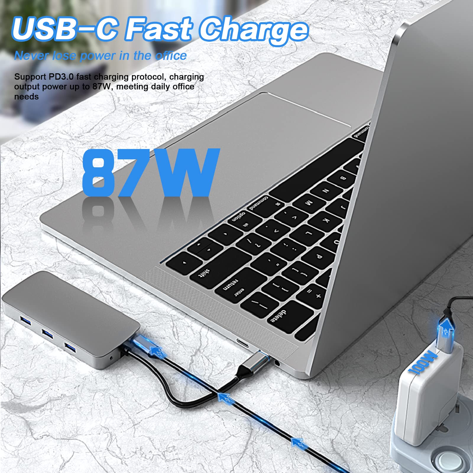SZPACMATE 10-in-1 USB C Hub Docking Station 4K HDMI PD RJ45 Ethernet Aluminum