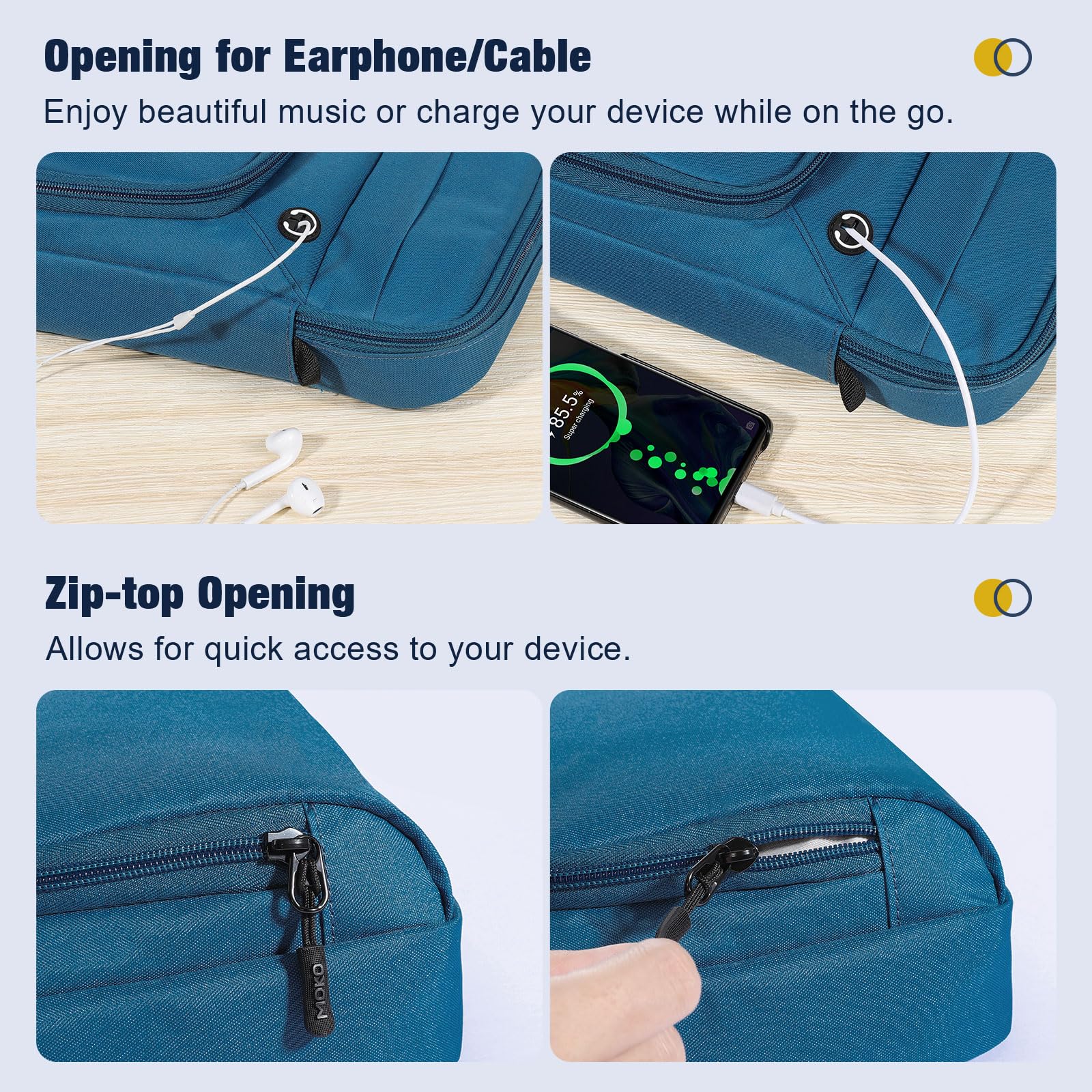 MoKo 9 11 Inch Tablet Sleeve Bag,Fits New iPad Air/Pro 11 inch 2024,iPad Air 5/4th 10.9,iPad 9/8/7th 10.2,iPad 10th Gen 10.9,Tab S9 11,Multifunctional Bag with Shoulder and Headphone Port,Peacock Blue