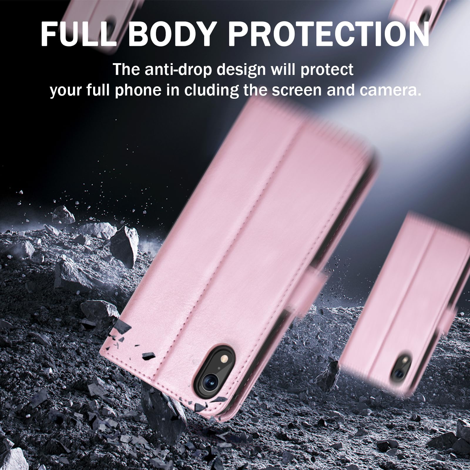 Joysidea Iphone Xr Wallet Case, Pu Leather Magnetic Flip Folio Phone Case With Credit Card Holder, Stand & Shockproof Cover For