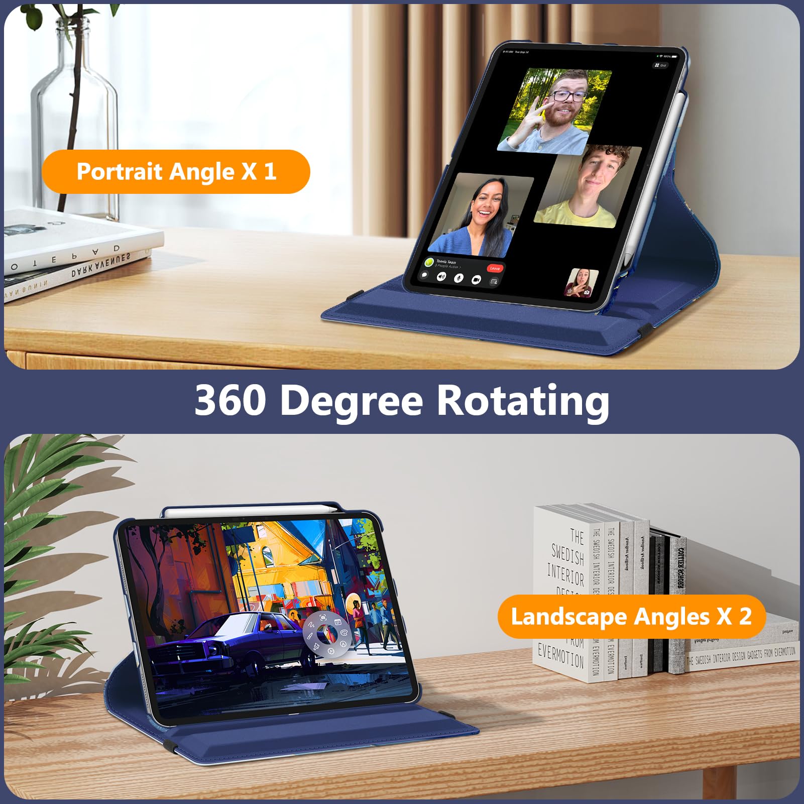 Fintie Rotating Case For Ipad Pro 13 Inch (M4) 2024 With Pencil Holder   360 Degree Swiveling Protective Stand Cover With Auto W