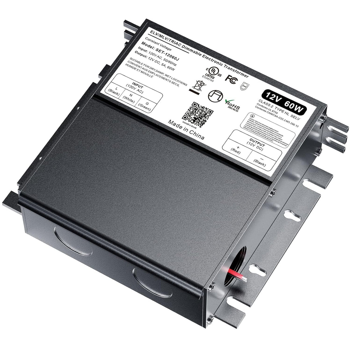 Dimmable Led Driver 60W 12V For Lutron & Leviton Dimmer, Triac/Elv/Mlv Ac To Dc Power Supply Transformer For Led Strip Light Dim