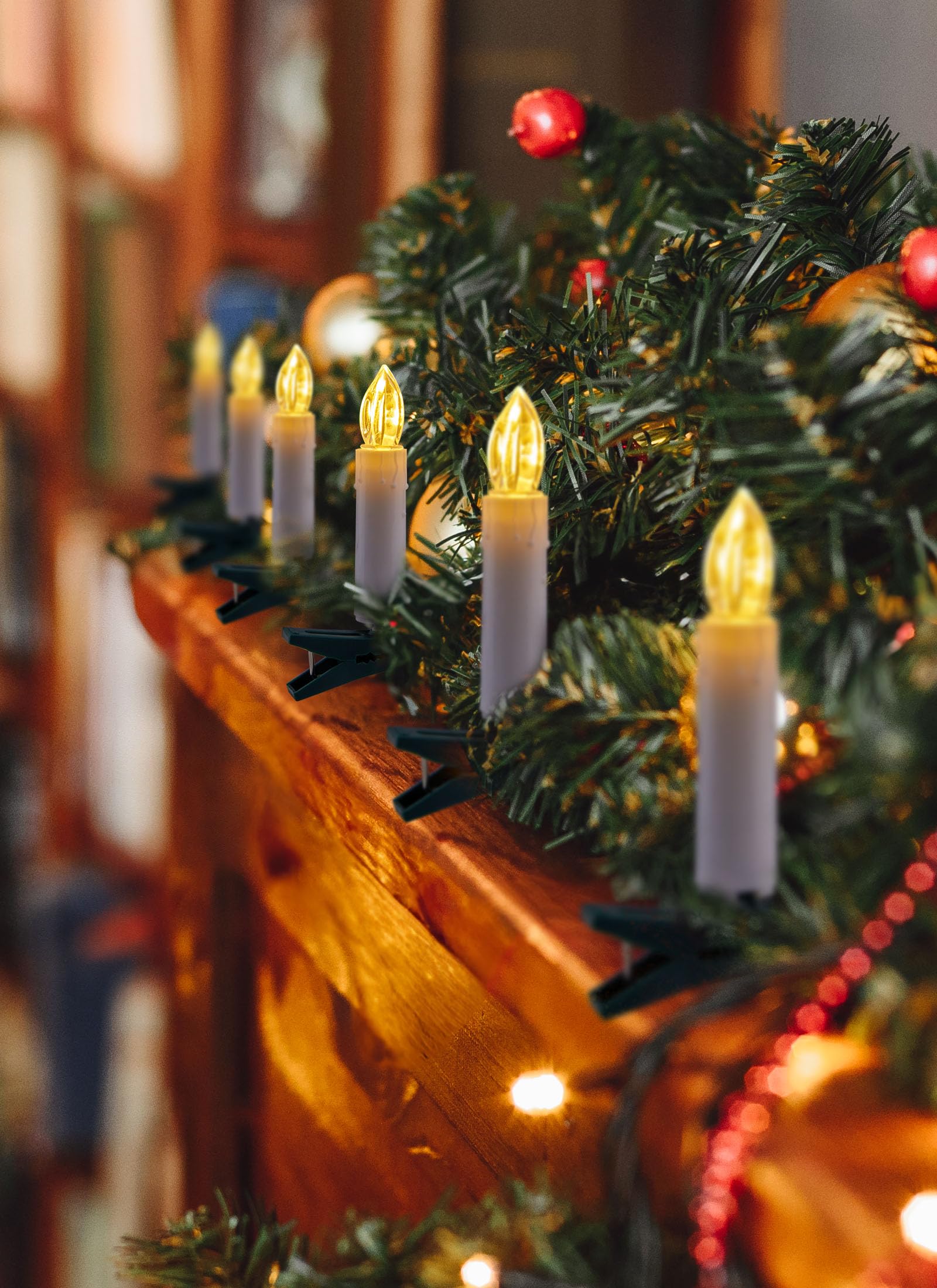 Christmas Tree Candle Lights Battery Operated, 50 Led Flameless Candle Lights With Clips, 48Feet Connectable Candle Lights For X