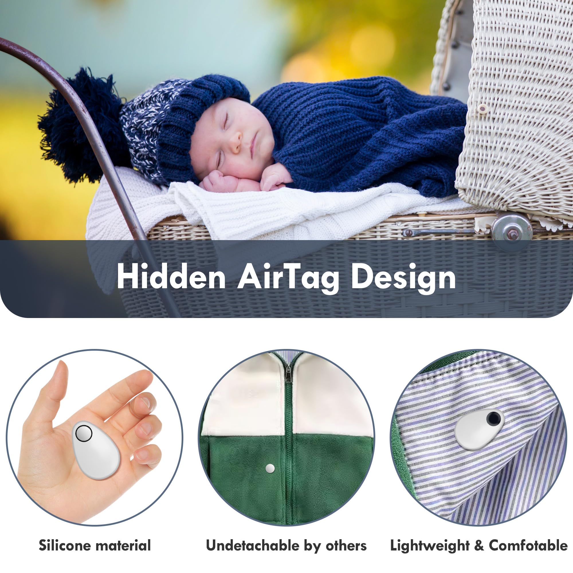 Airtag Holder For Kids Hidden 2 Pack Gps Tracker Case, Anti Removal Airtag Silicone Case With Pins, Suitable For Children, Elder