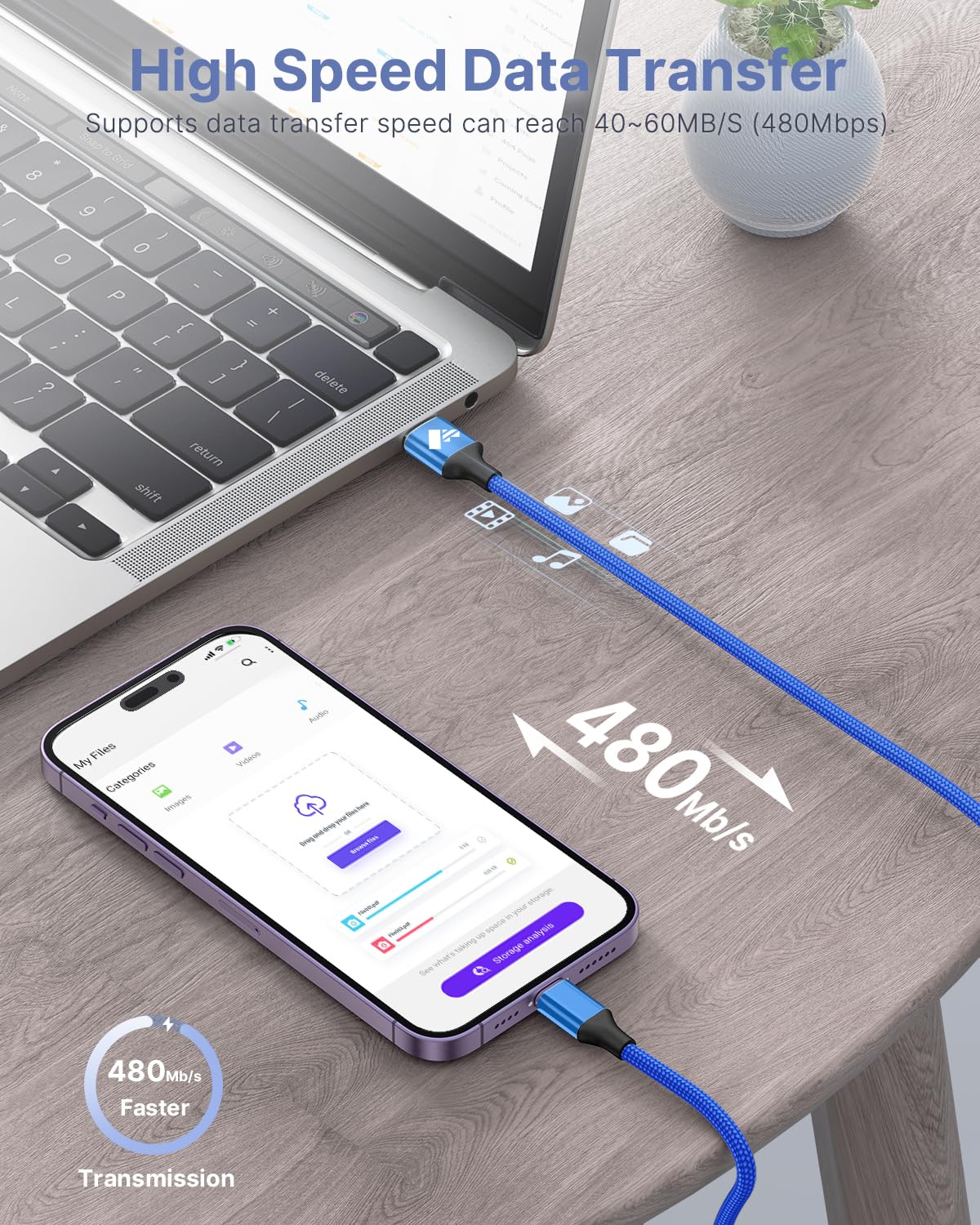 Aioneus Iphone Charger 3Ft 2Pack, Iphone Charging Cable Mfi Certified Lightning Cable Nylon Braided Fast Iphone Charging Cord For Iphone 14 13 12 11 Pro Max Xr Xs X 8 7Plus 6 6S Se Ipad  Blue