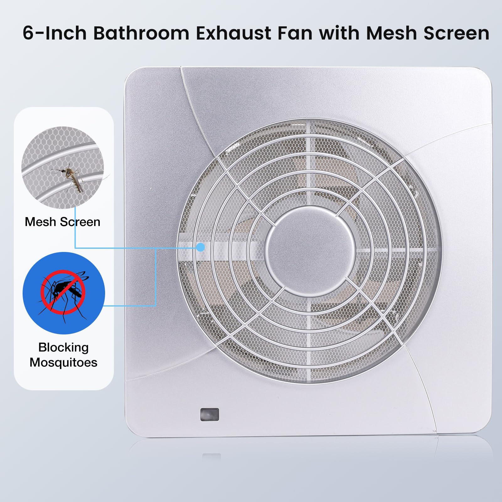 Fanspex 6'' Window Or Wall Mount Exhaust Fan With Mesh Screen, 5W Dc Brushless Small Exhaust Fan For Bathroom Kitchen Garage, 1.