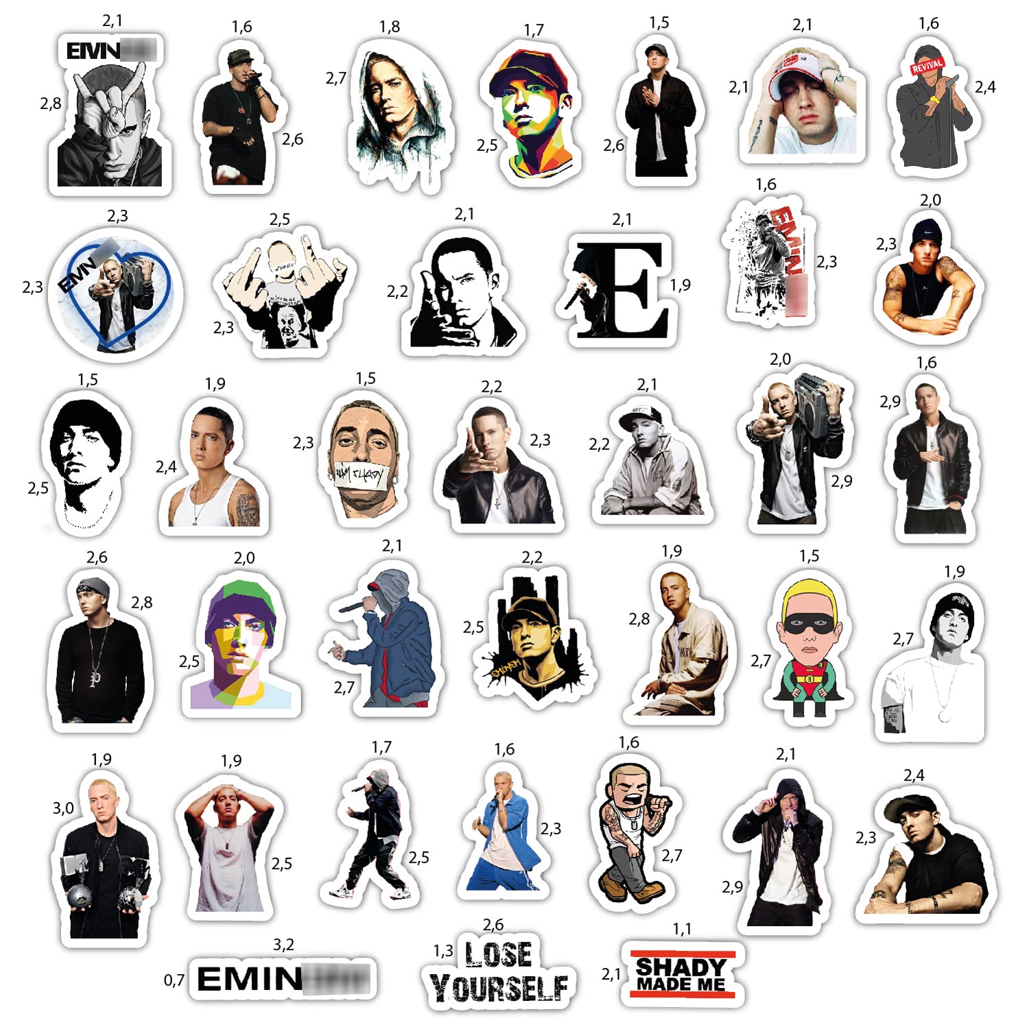 Bulbacraft Detroit Rapper Stickers, Rap Stickers For Adults, Strong Adhesive & Waterproof Decals, Skate Decals And Stickers For