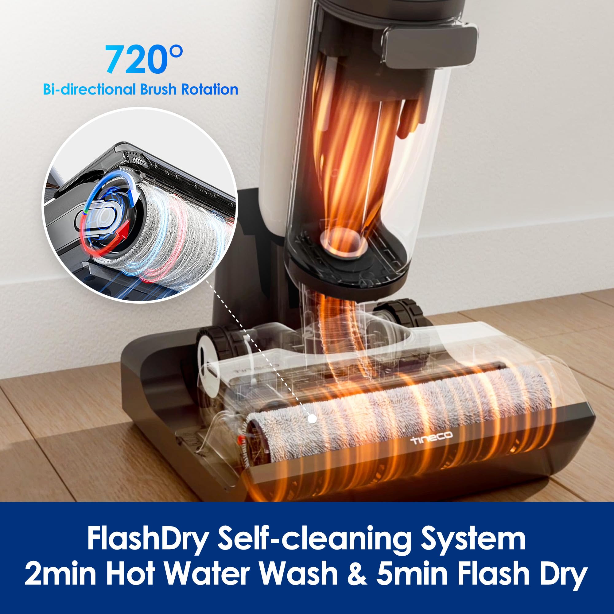 Tineco Floor One S7 Flashdry Smart Cordless Wet Dry Vacuum Cleaner, Long Runtime, Great For Sticky Messes, Self Cleaning, 158?Ho