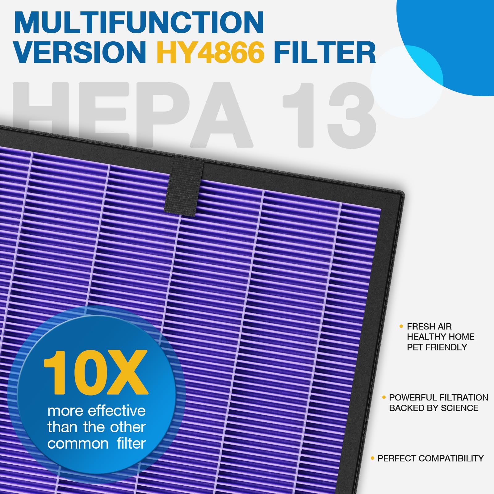 2 Pack Hy4866 Replacement Filters For Morento/Westhey Hy4866 Air Purifier And Yiou M1 Air Purifier, High Efficiency H13 True Hep