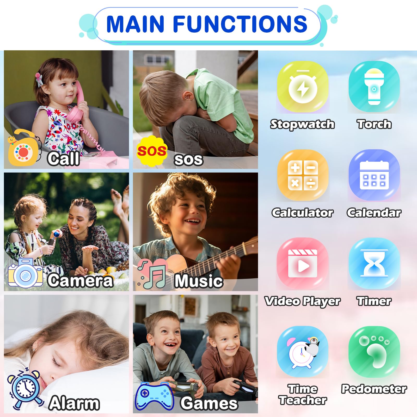 4G Kids Smartwatch Phone   Smart Cell Phone Watch For Boys Girls Ages 4 12 With Call, Sos, Parental Controls, Games, Camera, Ala