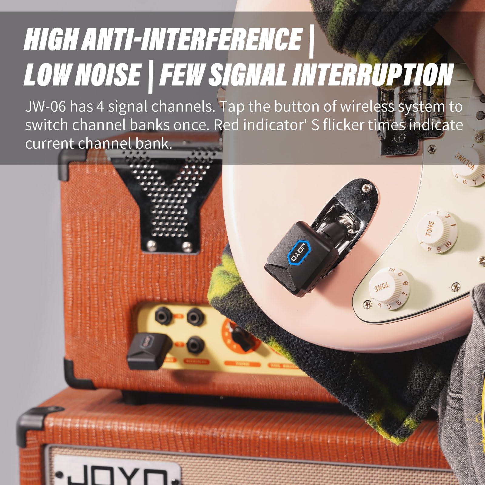 Joyo Wireless Guitar System 5.8Ghz Wireless Guitar Transmitter Receiver With Charging Box 4 Signal Channel For Guitar Bass Elect