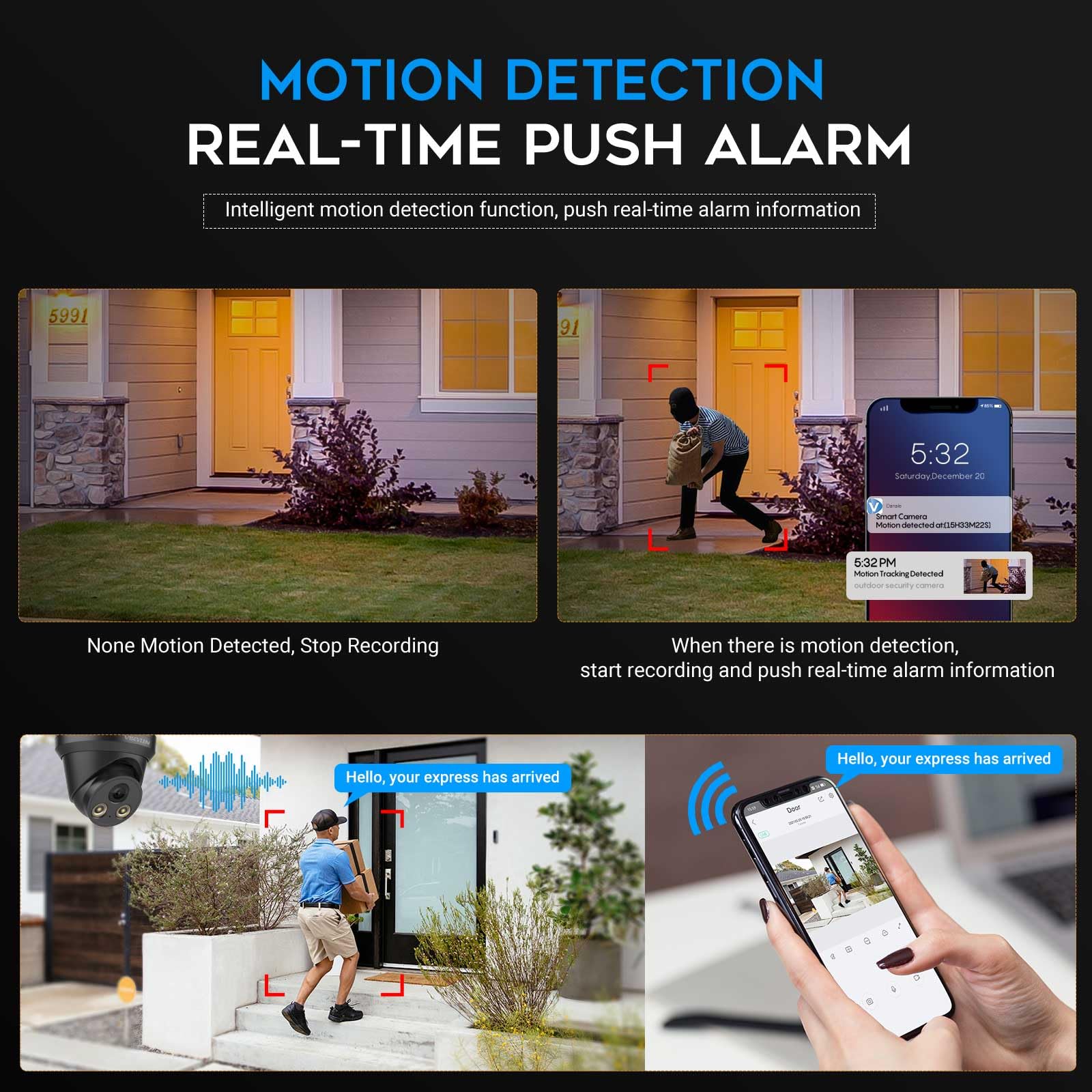 Vikylin 8Mp Full Color Ip Poe Ai Turret Camera(Black),F1.0 Aperture 98Ft Color Night Vision,Built In Mic,Human/Vehicle Detection