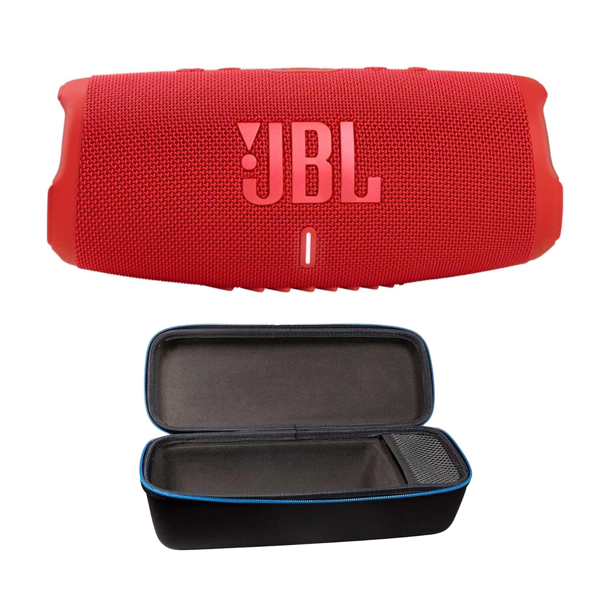 JBL Charge 5 (Red) + Bundle with divvi! Protective Hardshell Case (Black)