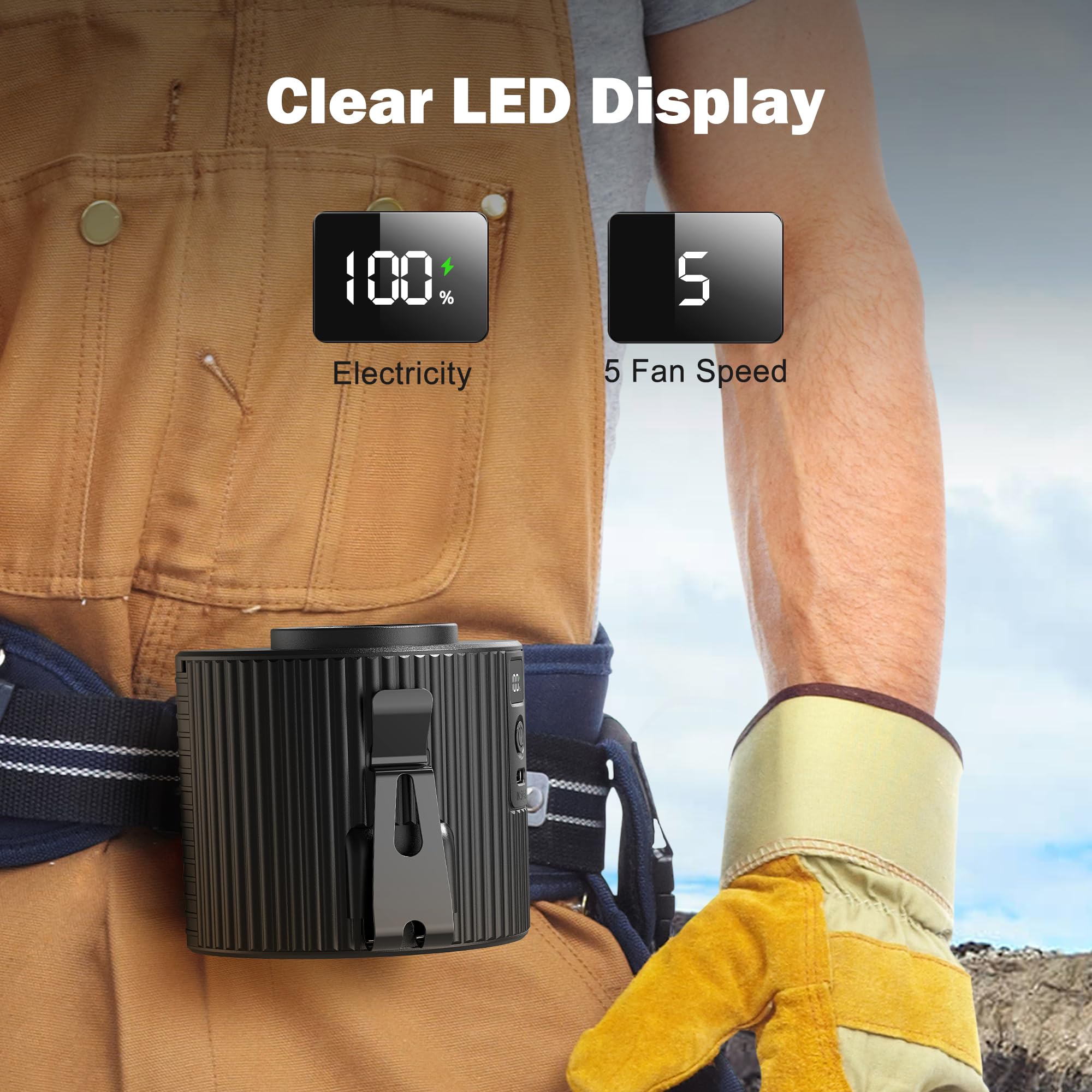 Amacool Portable Waist Fan, 11000Rpm Strong Airflow With 5 Speeds, 20Hrs Cooling, Personal Waist Clip Fans, Hands-Free Shirt Fan