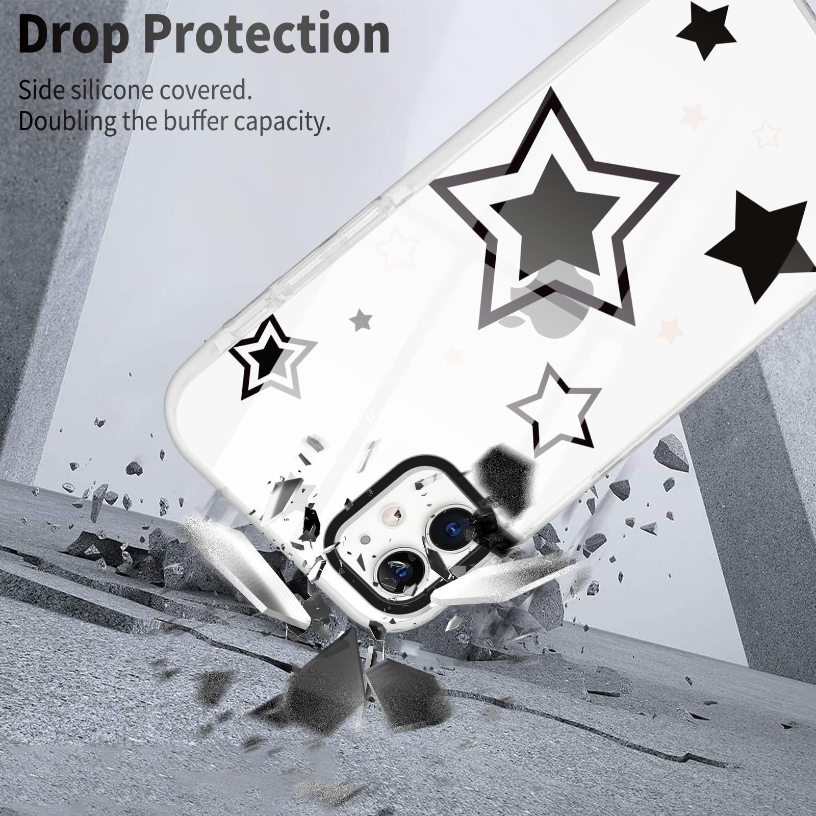 Rumdey 2 Pack Cute Stars Phone Case For Iphone 11, Soft Slim Fashion Protective Phone Cover For Women Girly, Shockproof Tpu Bump