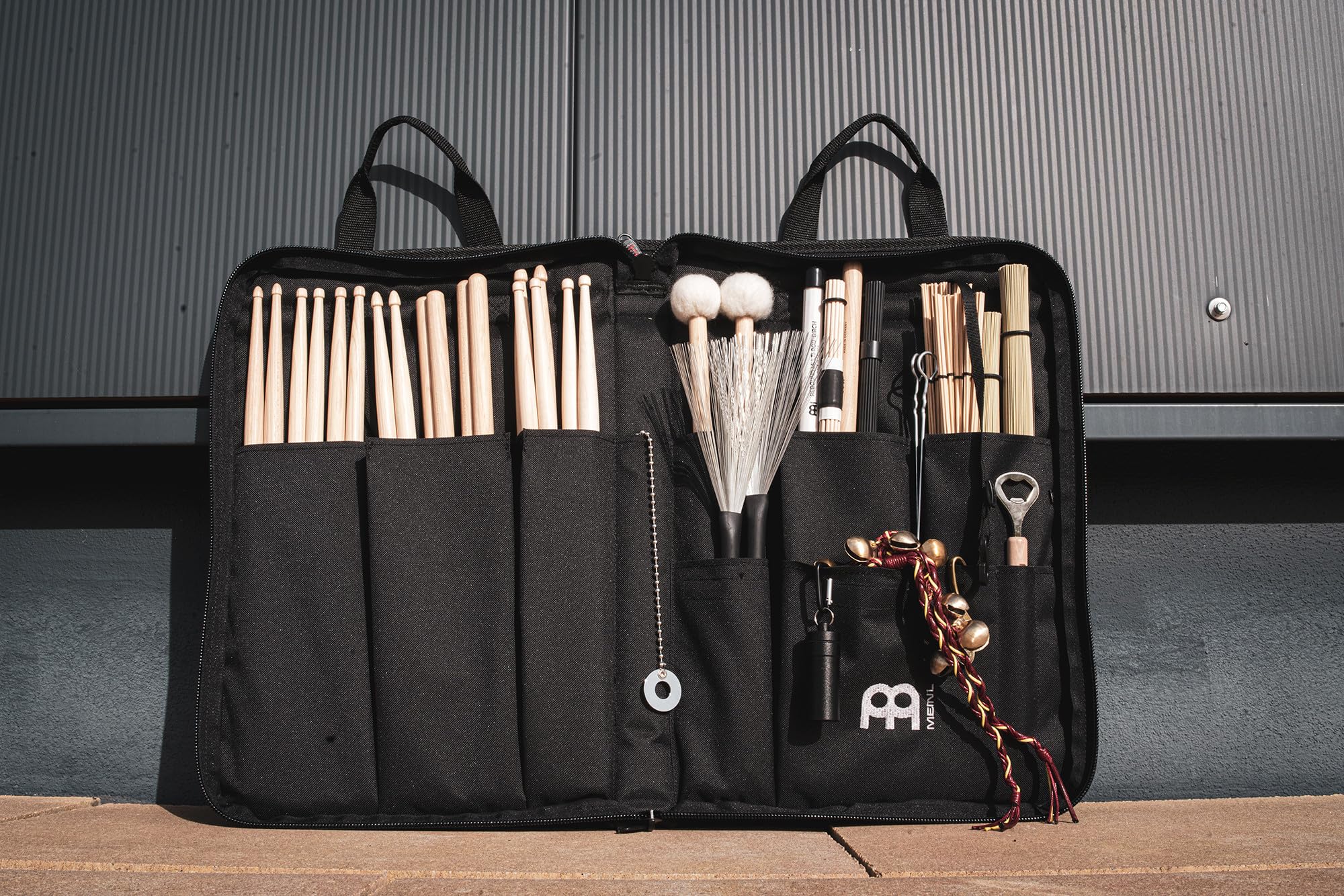 Meinl Cymbals Stick Professional Drumstick Sling Bag With Extra Wide Shape And Body Strap   Includes Floor Tom Hooks   Also For