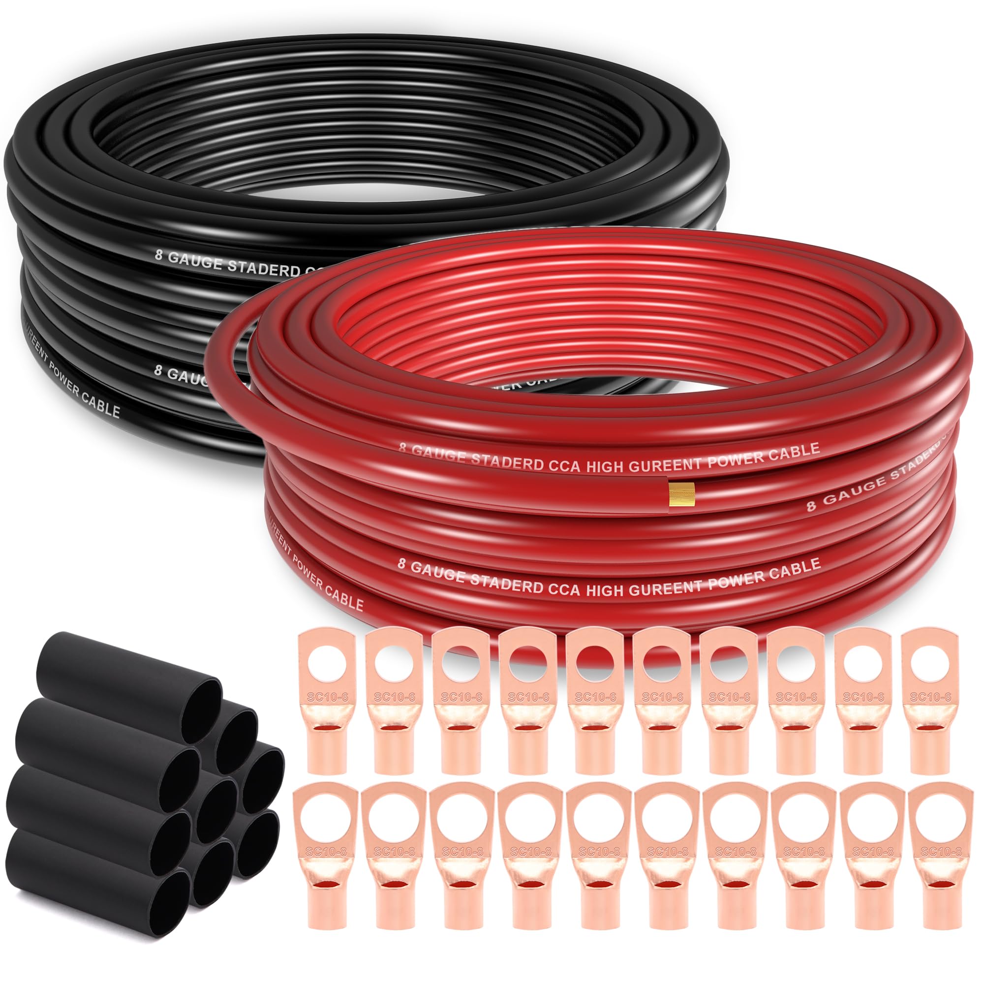 8 Gauge Wire (25Ft Each   Red/Black) Copper Clad Aluminum Cca   Primary Automotive Wire,Car Amplifier Power & Ground Cable, 20Pc